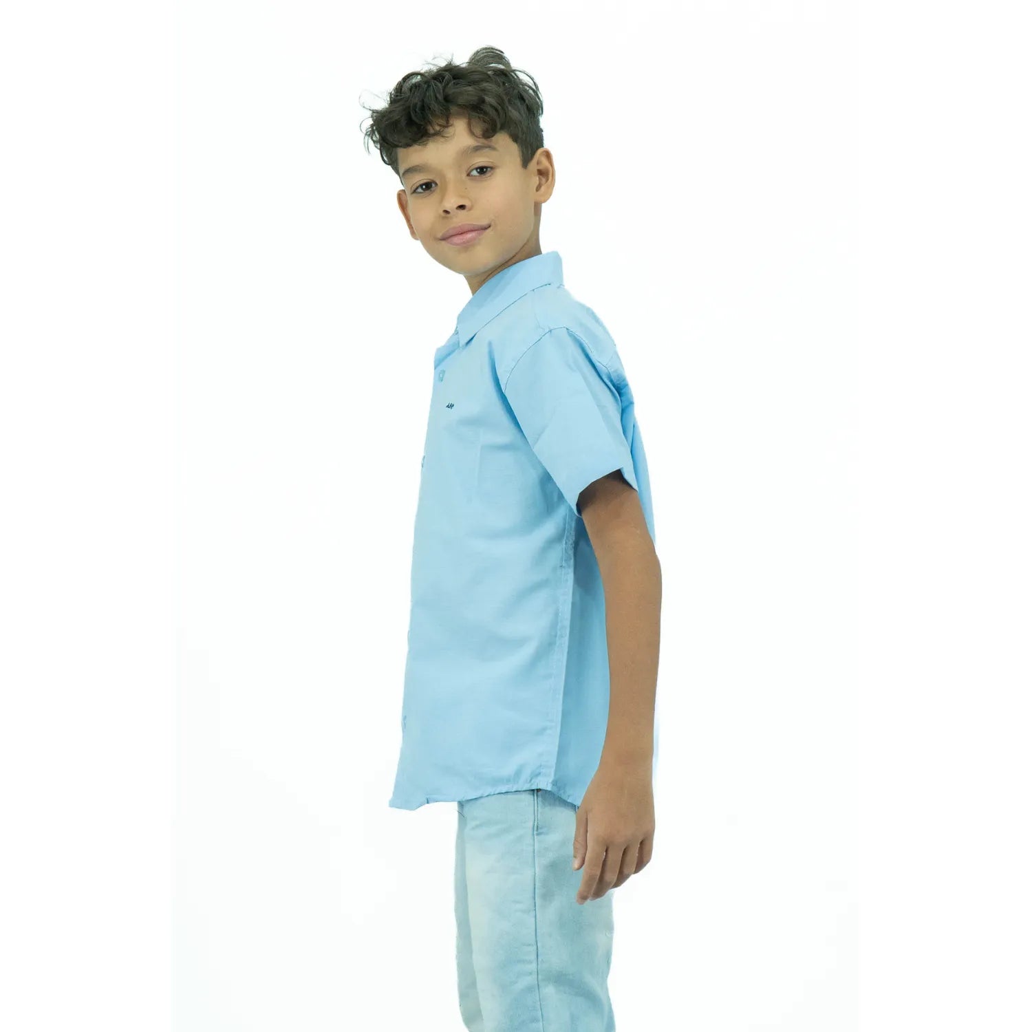 Camisa Social Infantil Manga Curta | Bordada