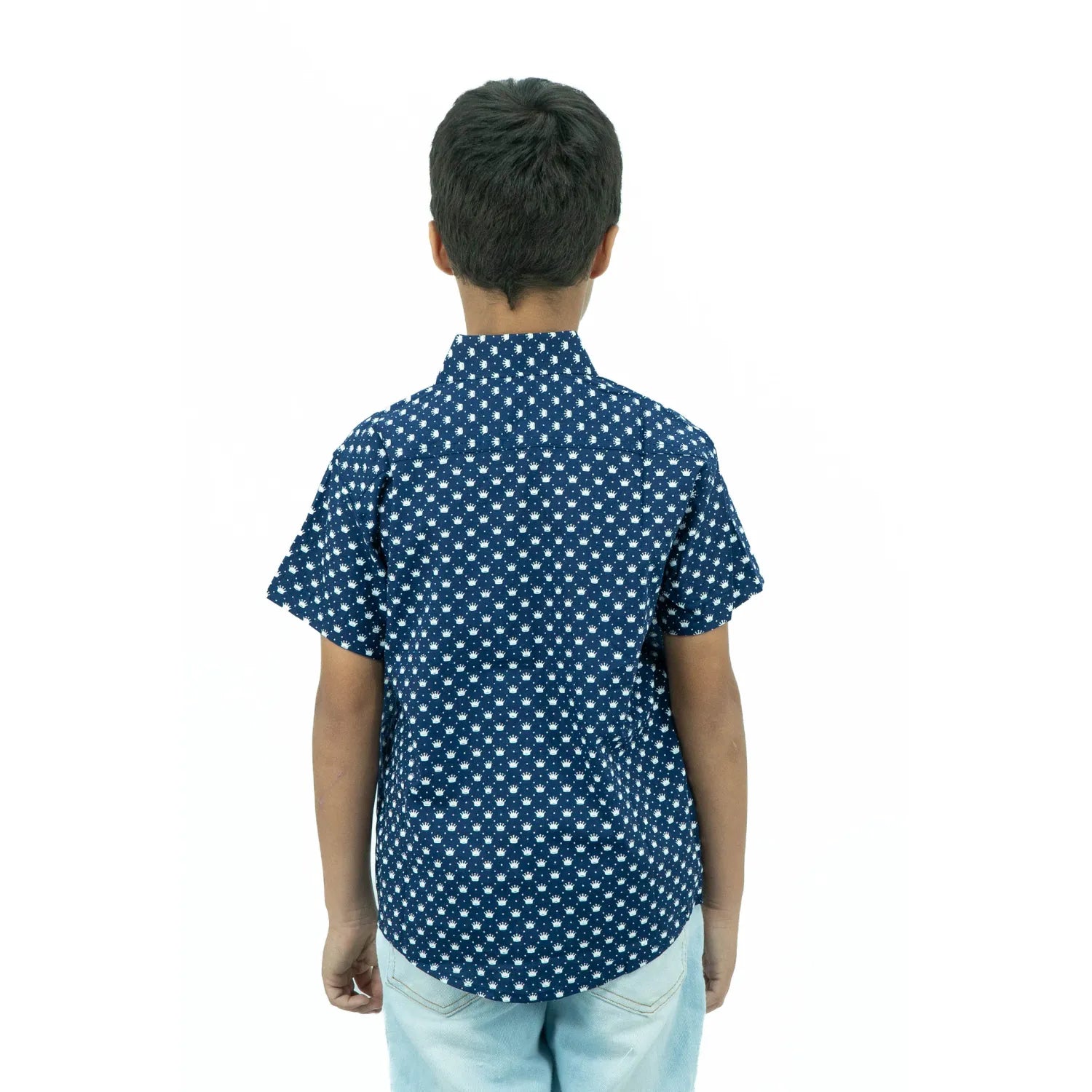Camisa Social Infantil Manga Curta 100% Algodão | Coroa