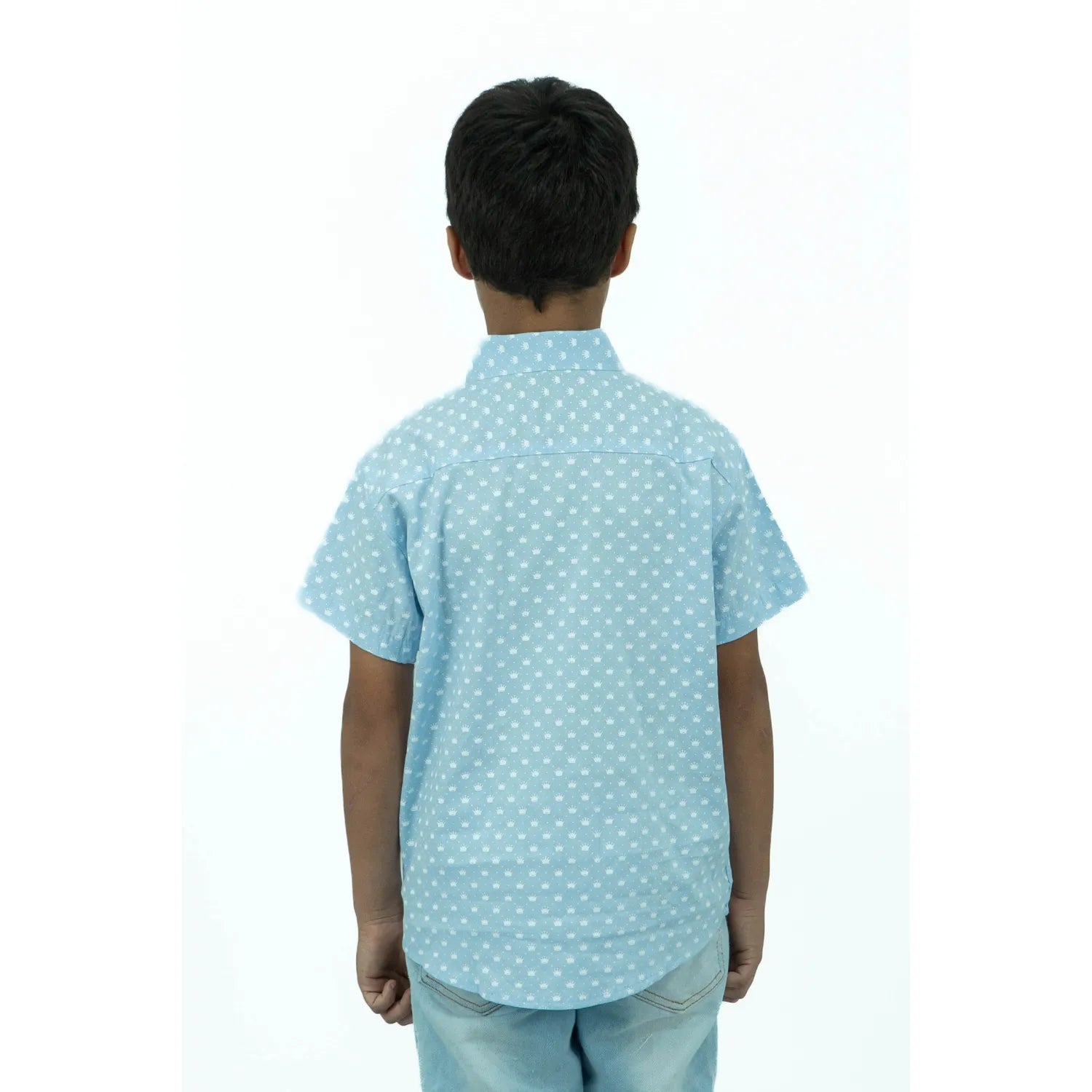 Camisa Social Infantil Manga Curta 100% Algodão | Coroa