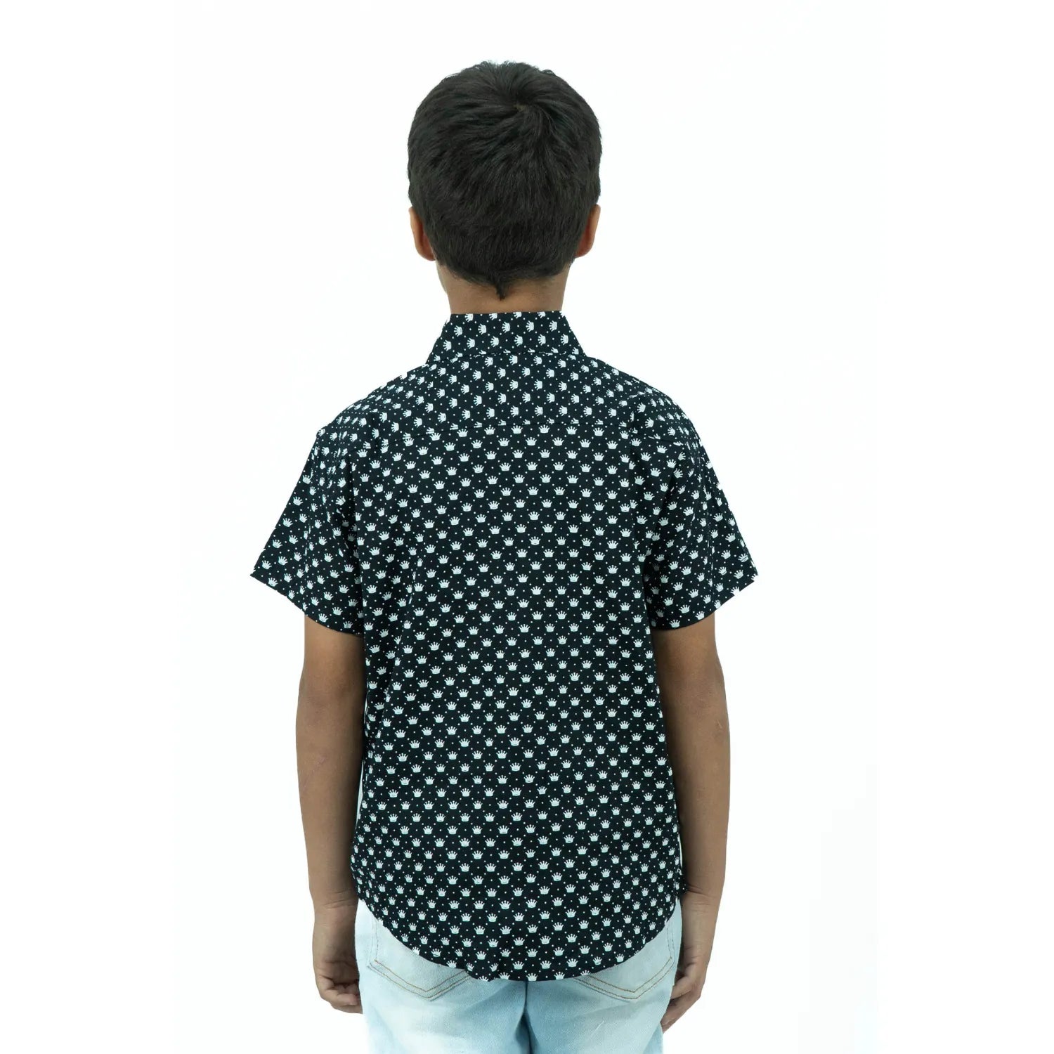 Camisa Social Infantil Manga Curta 100% Algodão | Coroa