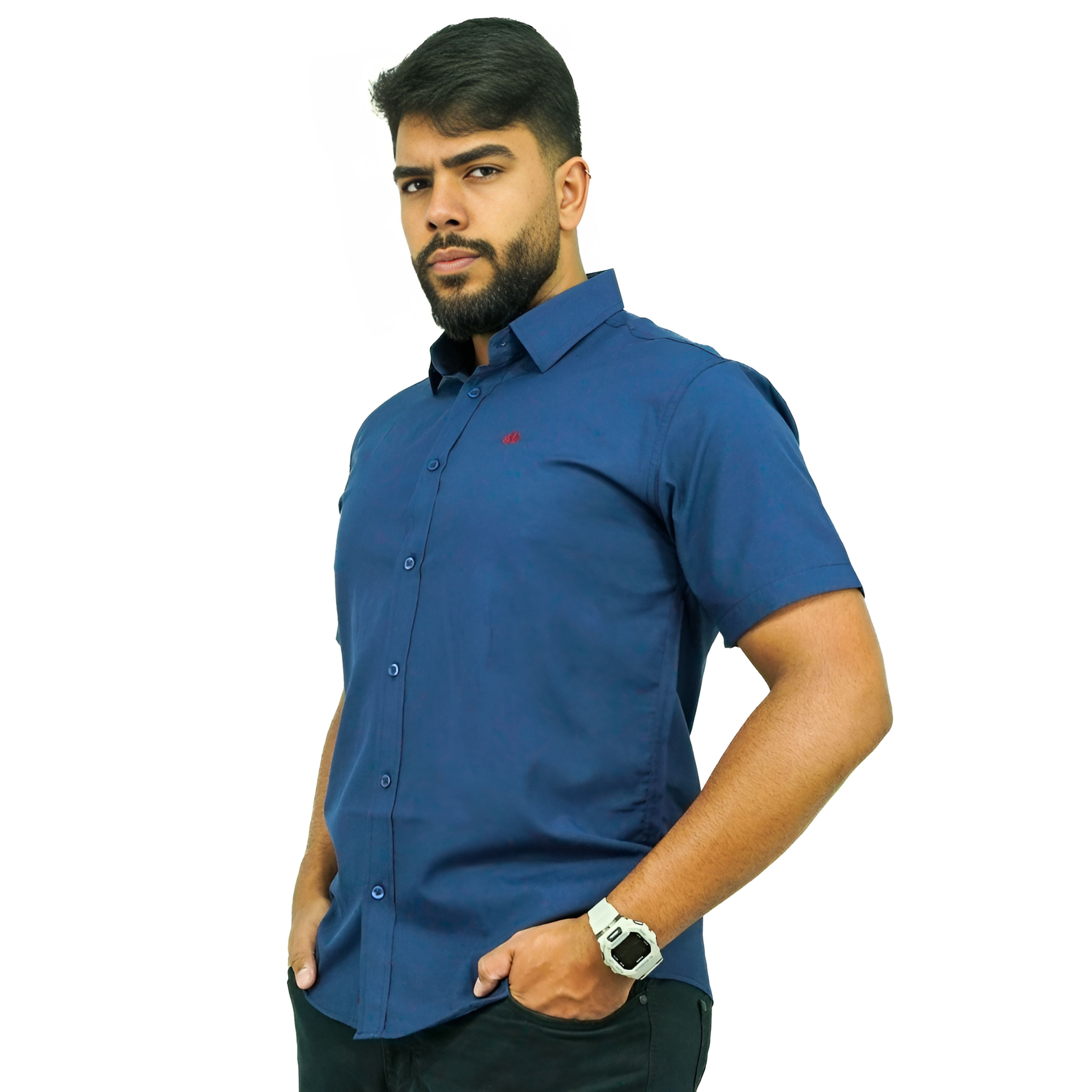 Camisa Social Manga Curta | Bordada