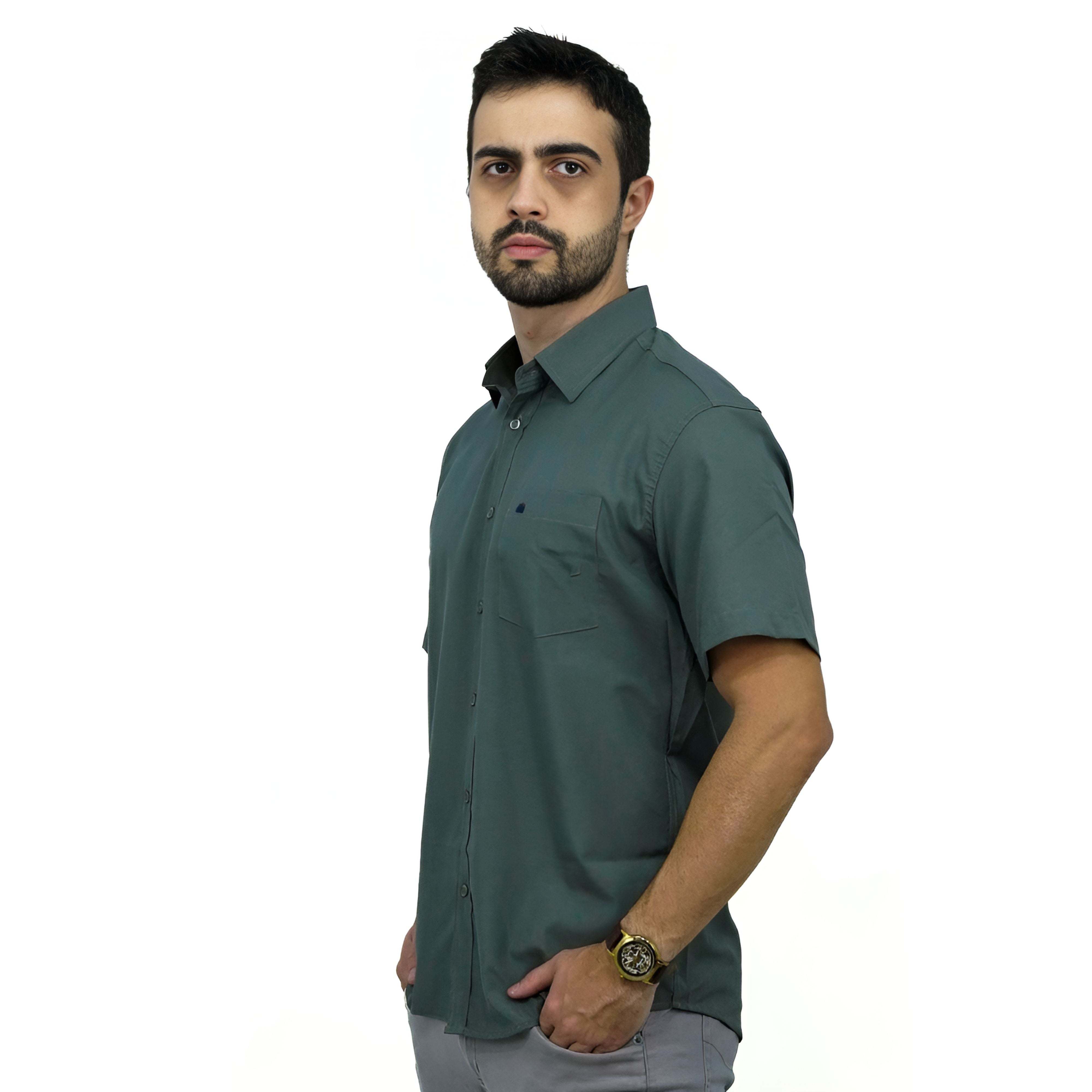 Camisa Social Manga Curta | Bolso