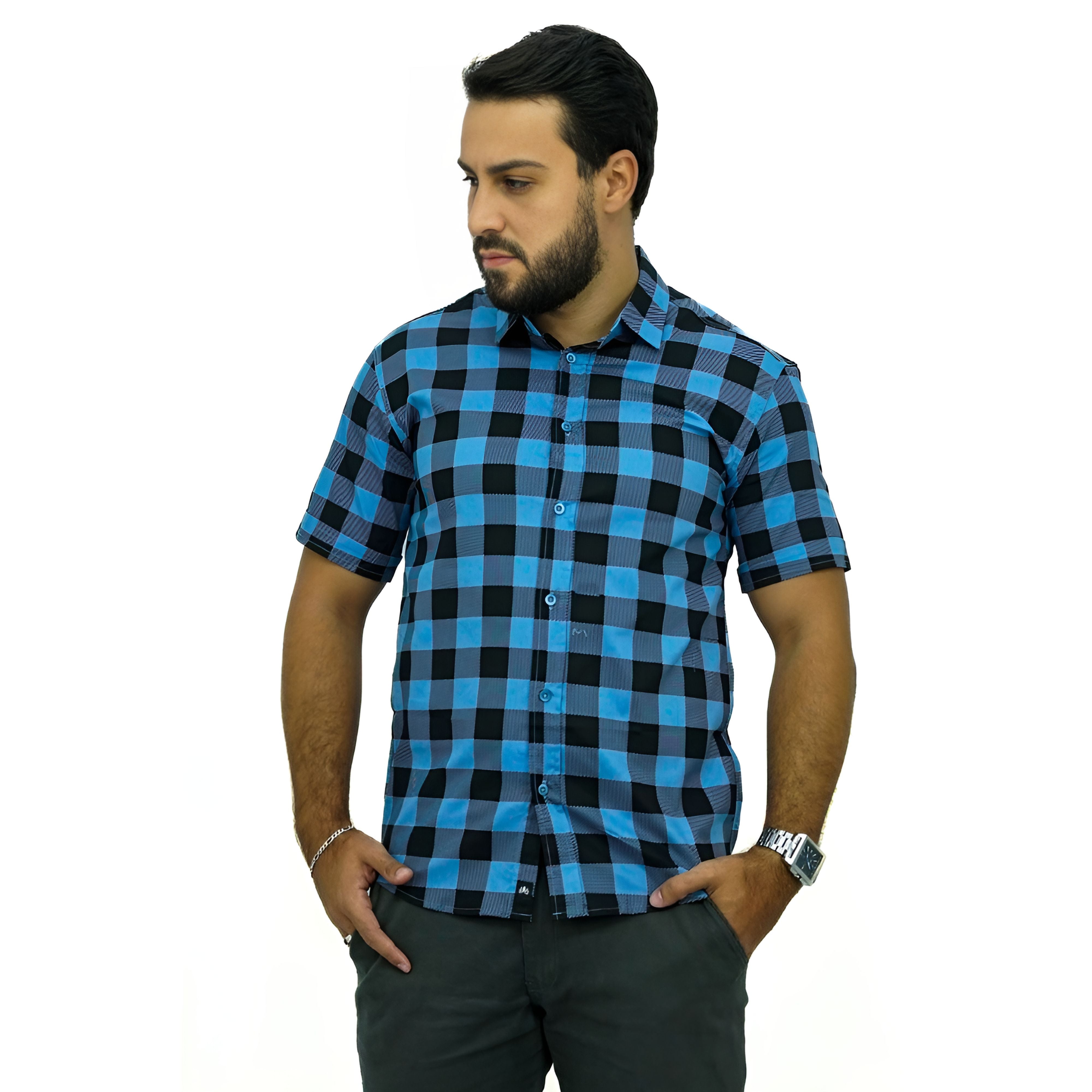 Camisa Manga Curta 100% Algodão | Xadrez