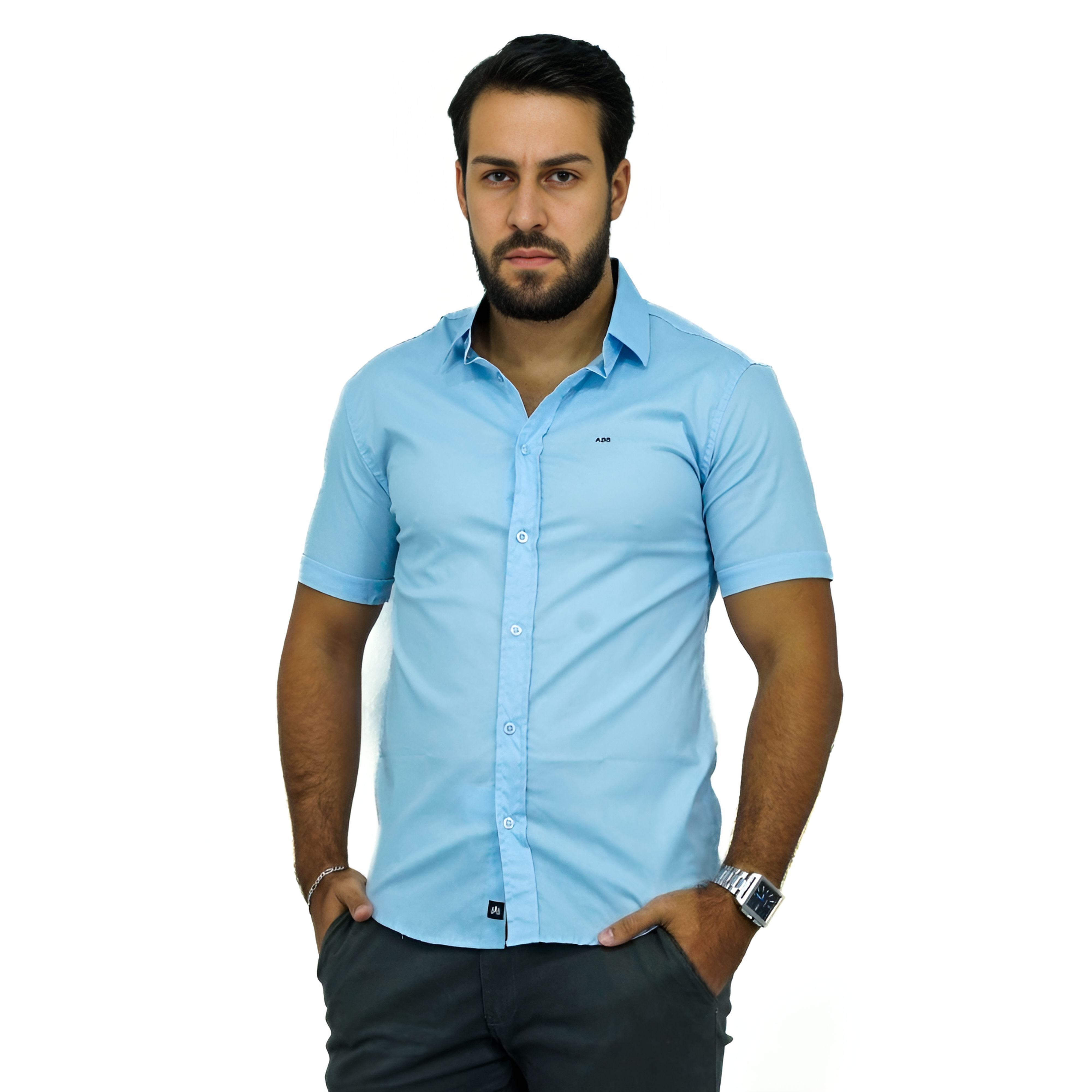 Camisa Manga Curta Social Algodão | Elastano