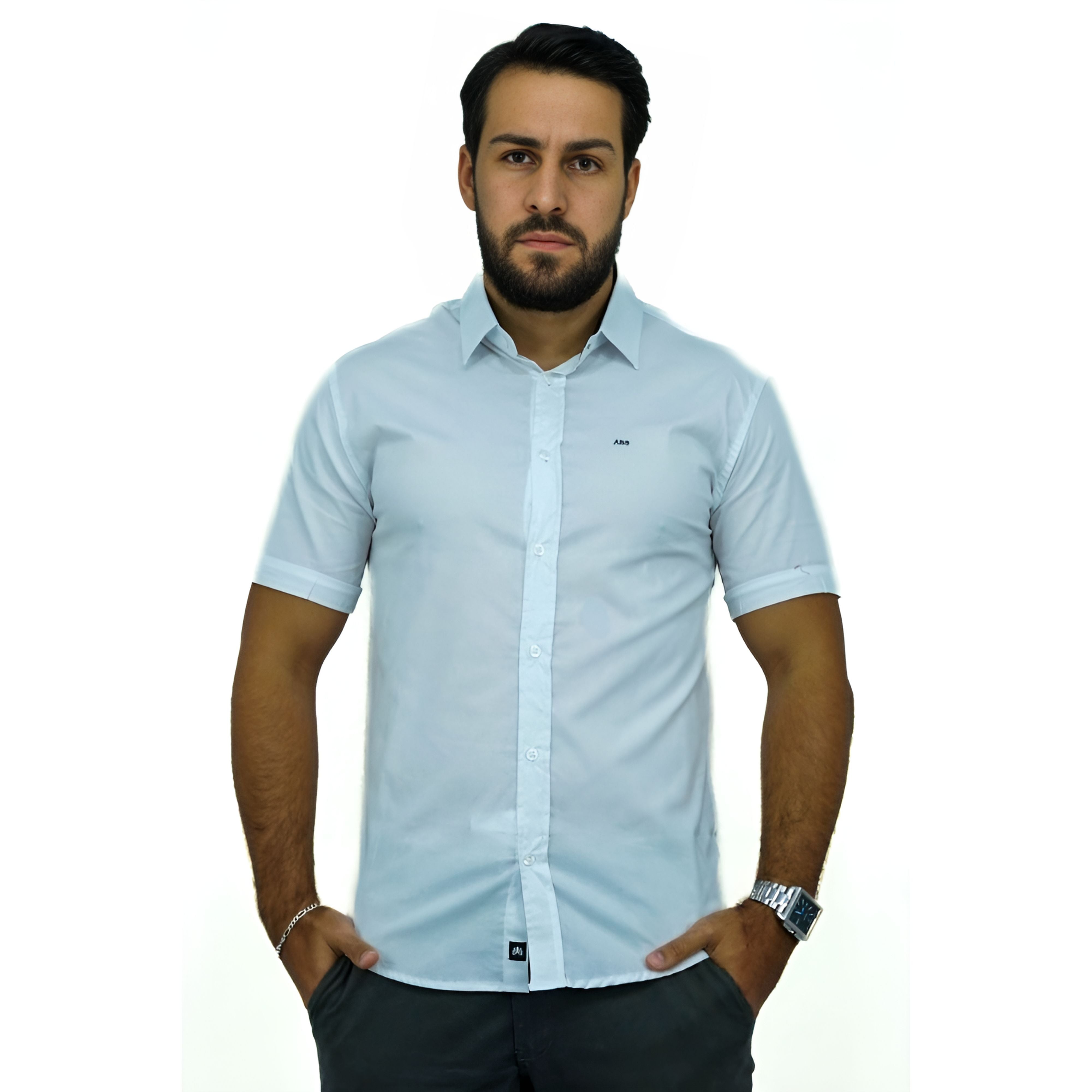 Camisa Manga Curta Social Algodão | Elastano