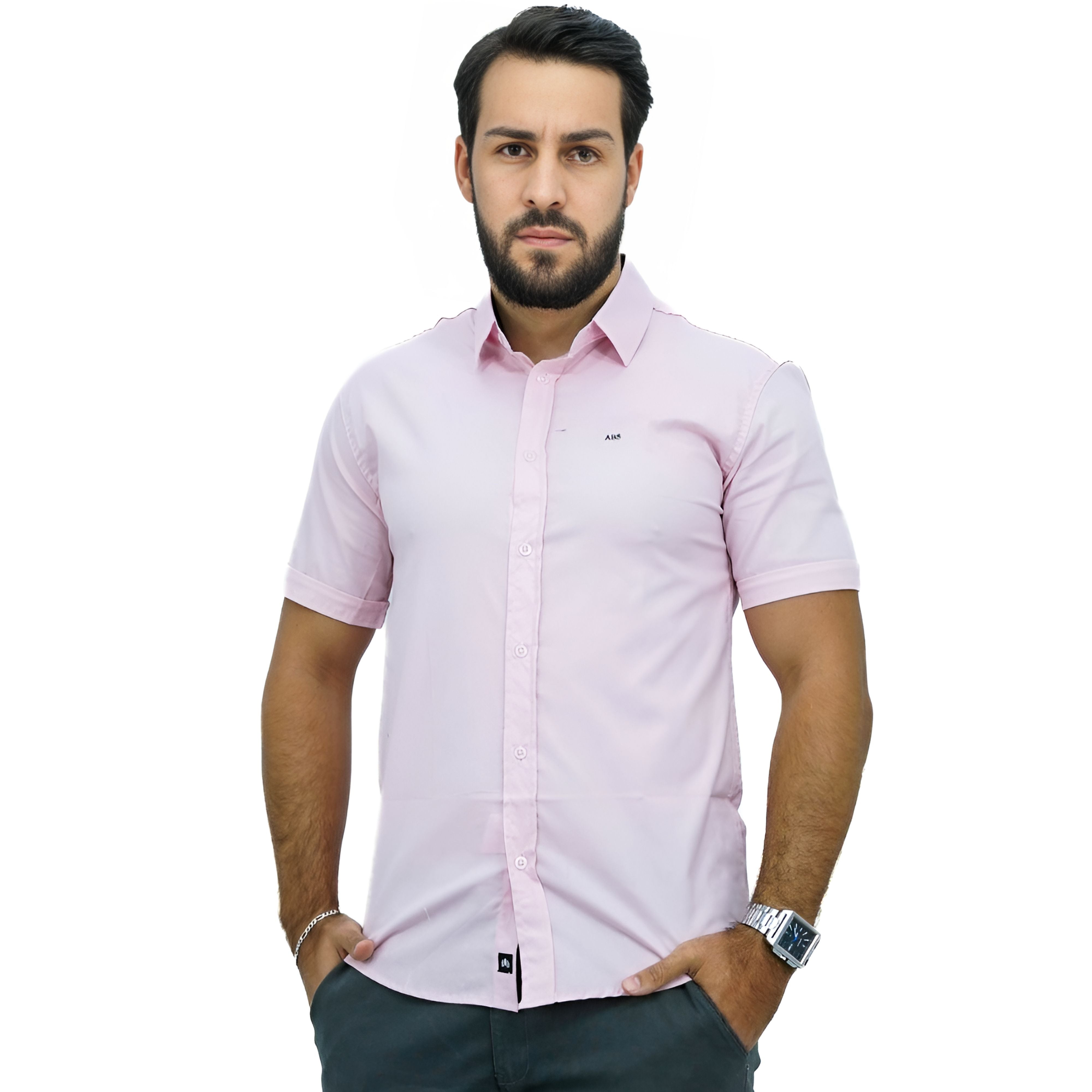 Camisa Manga Curta Social Algodão | Elastano