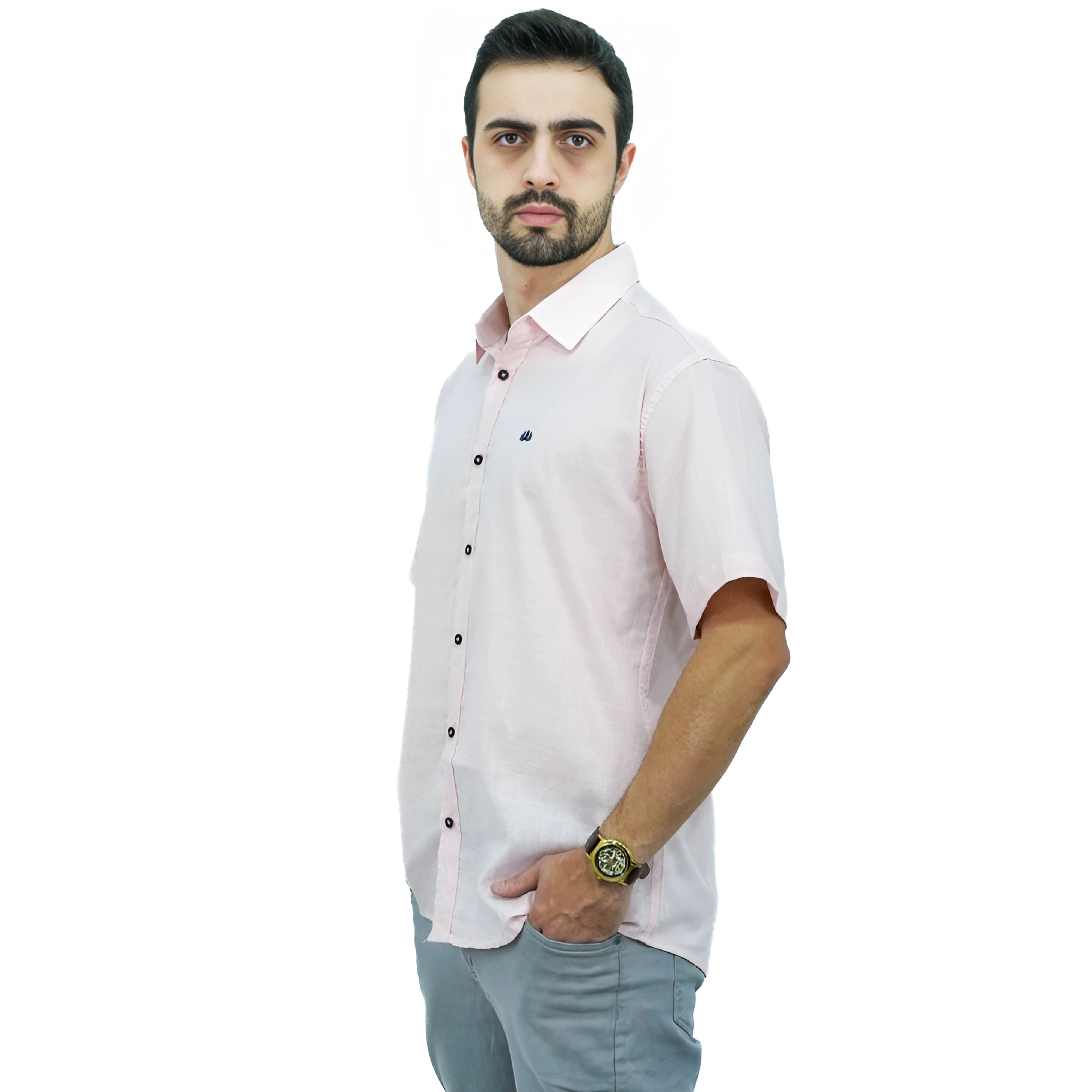 Camisa Manga Curta Social Algodão | Estilo Linho