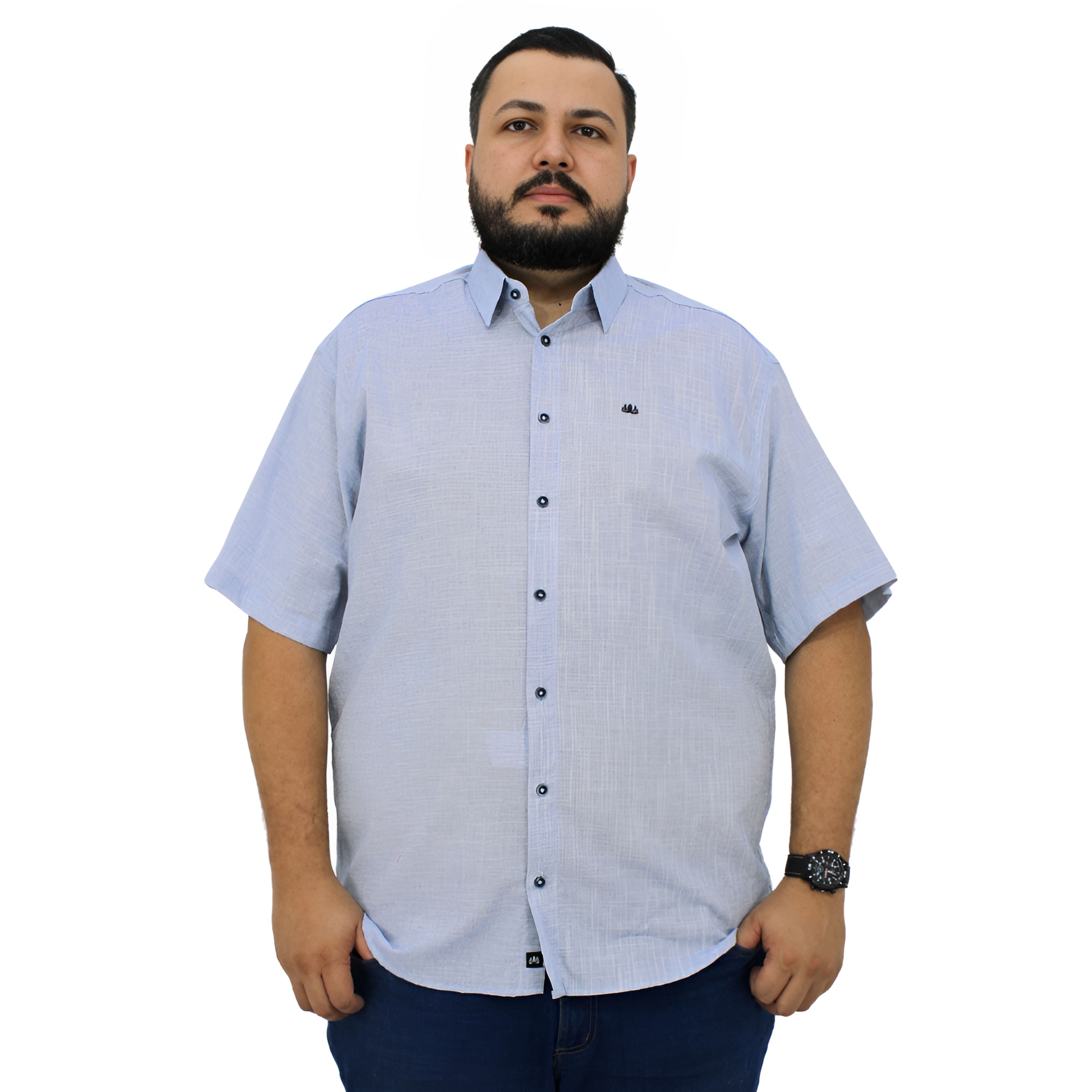 Camisa Manga Curta Social Plus Size Algodão | Estilo Linho