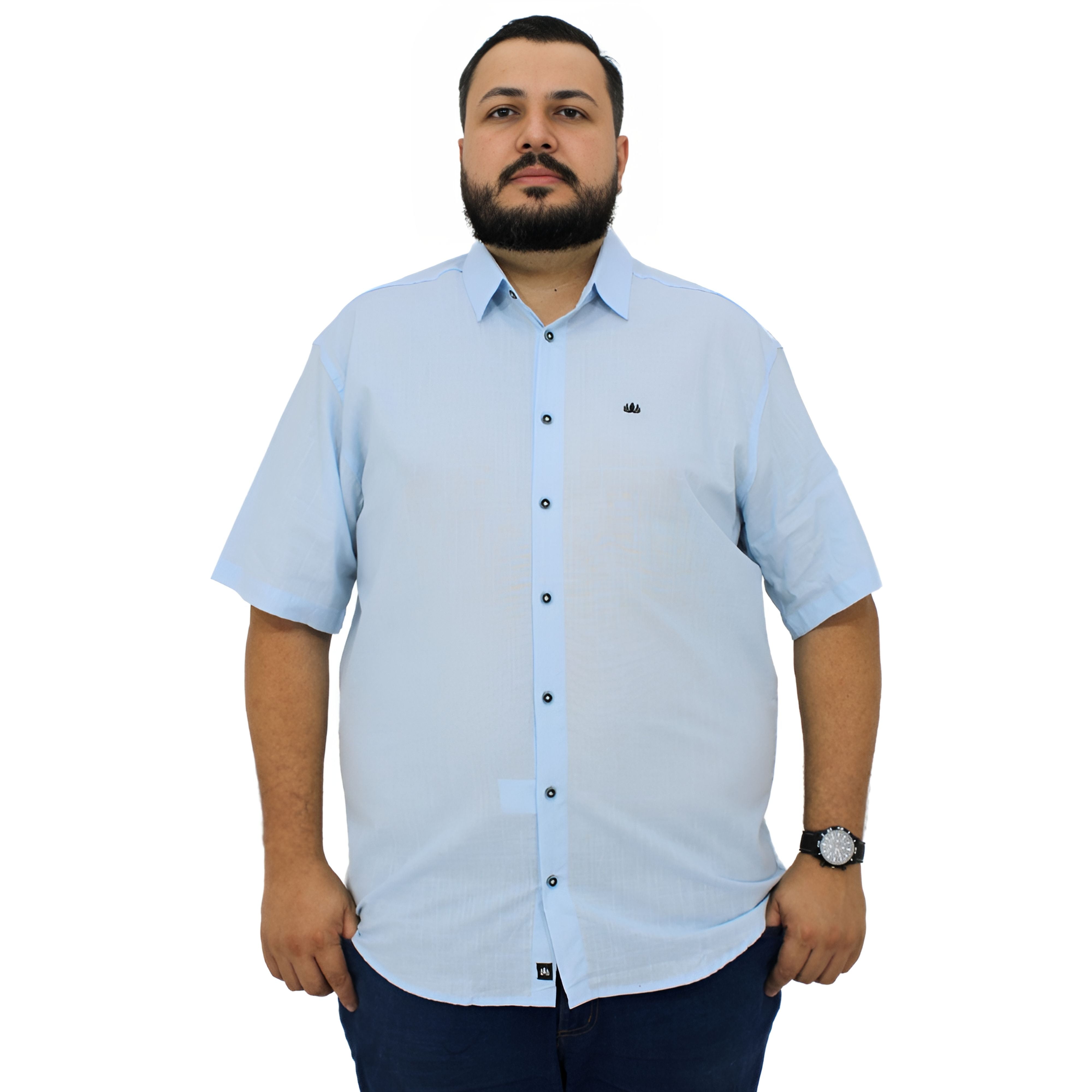 Camisa Manga Curta Social Plus Size Algodão | Estilo Linho