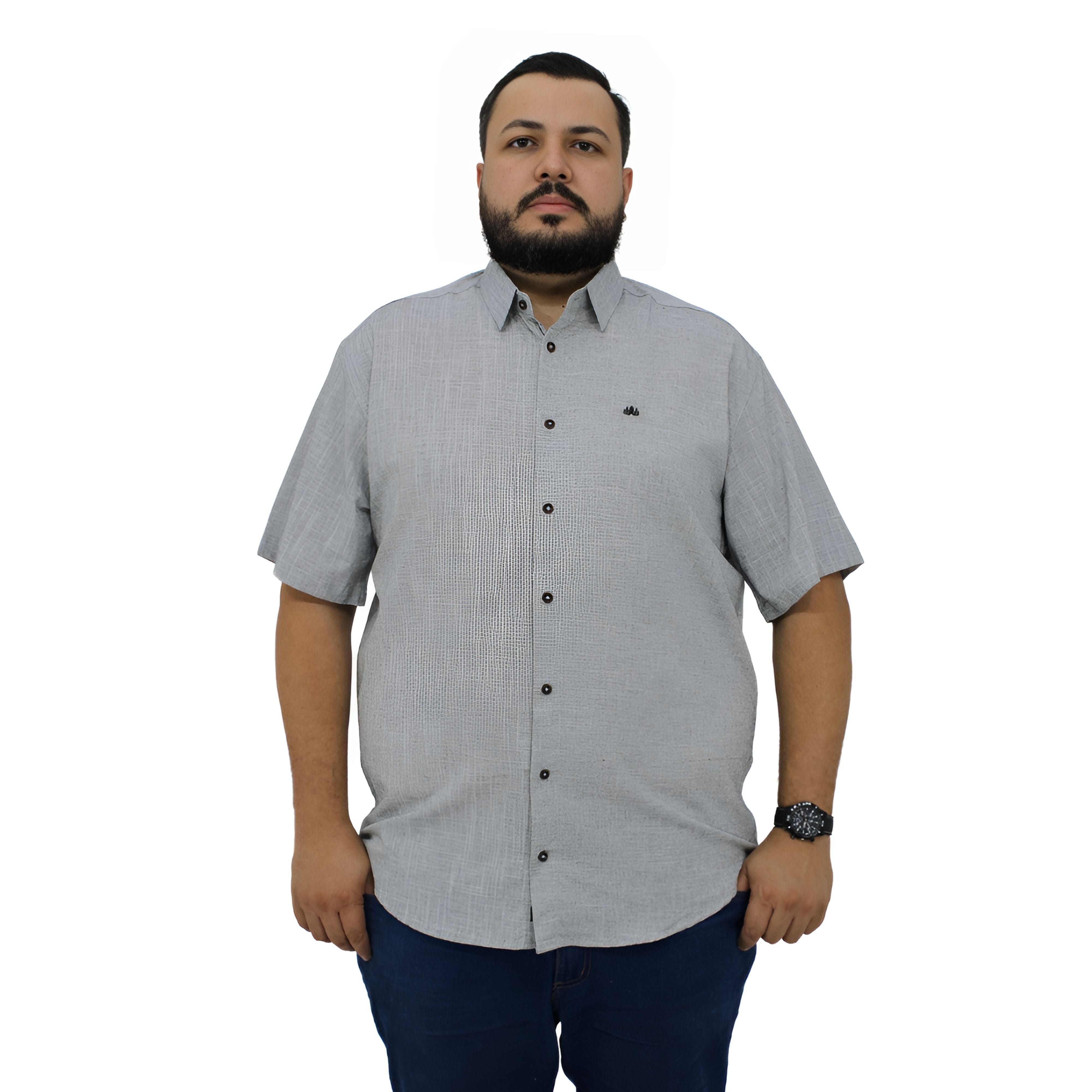 Camisa Manga Curta Social Plus Size Algodão | Estilo Linho