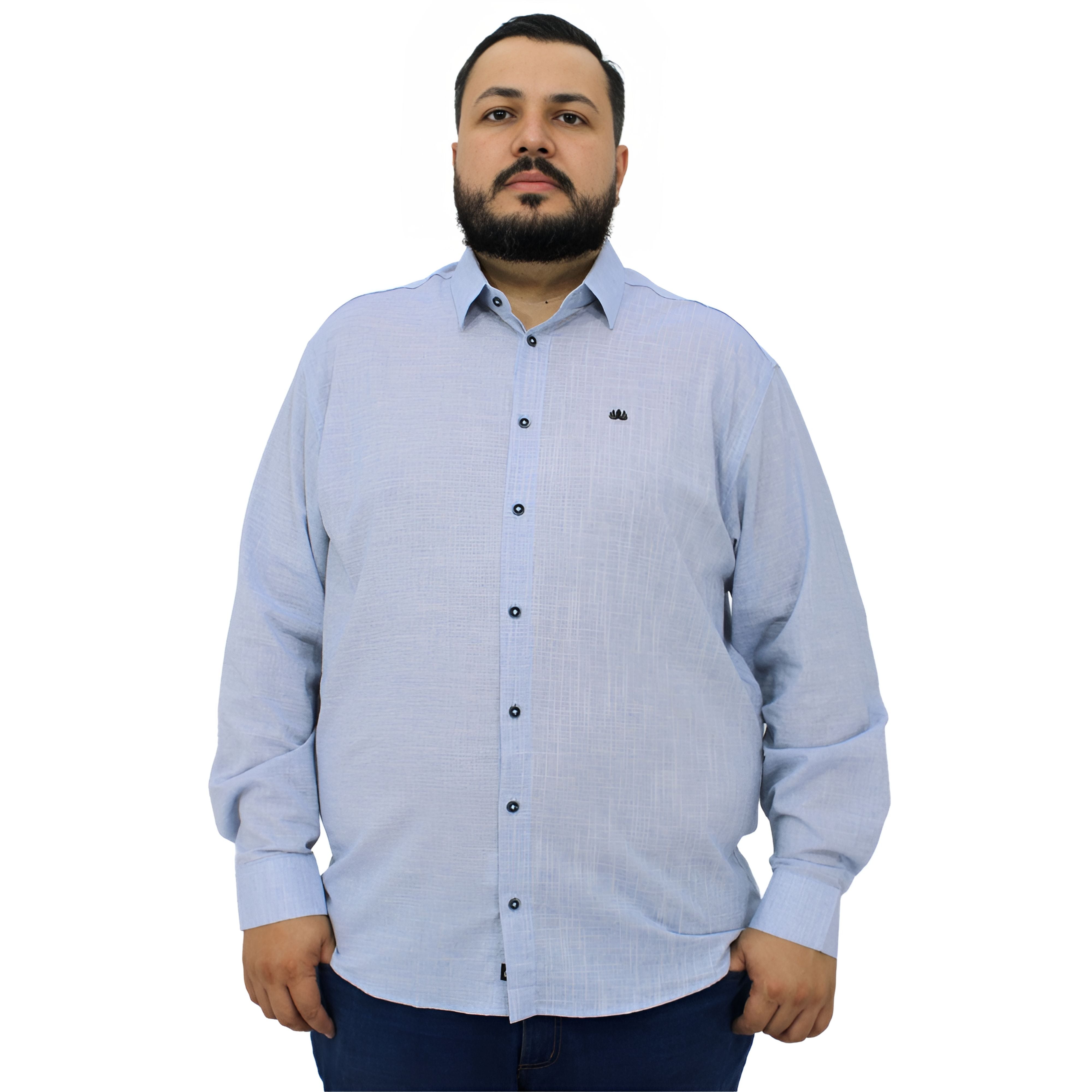 Camisa Manga Longa Social Plus Size Algodão | Estilo Linho