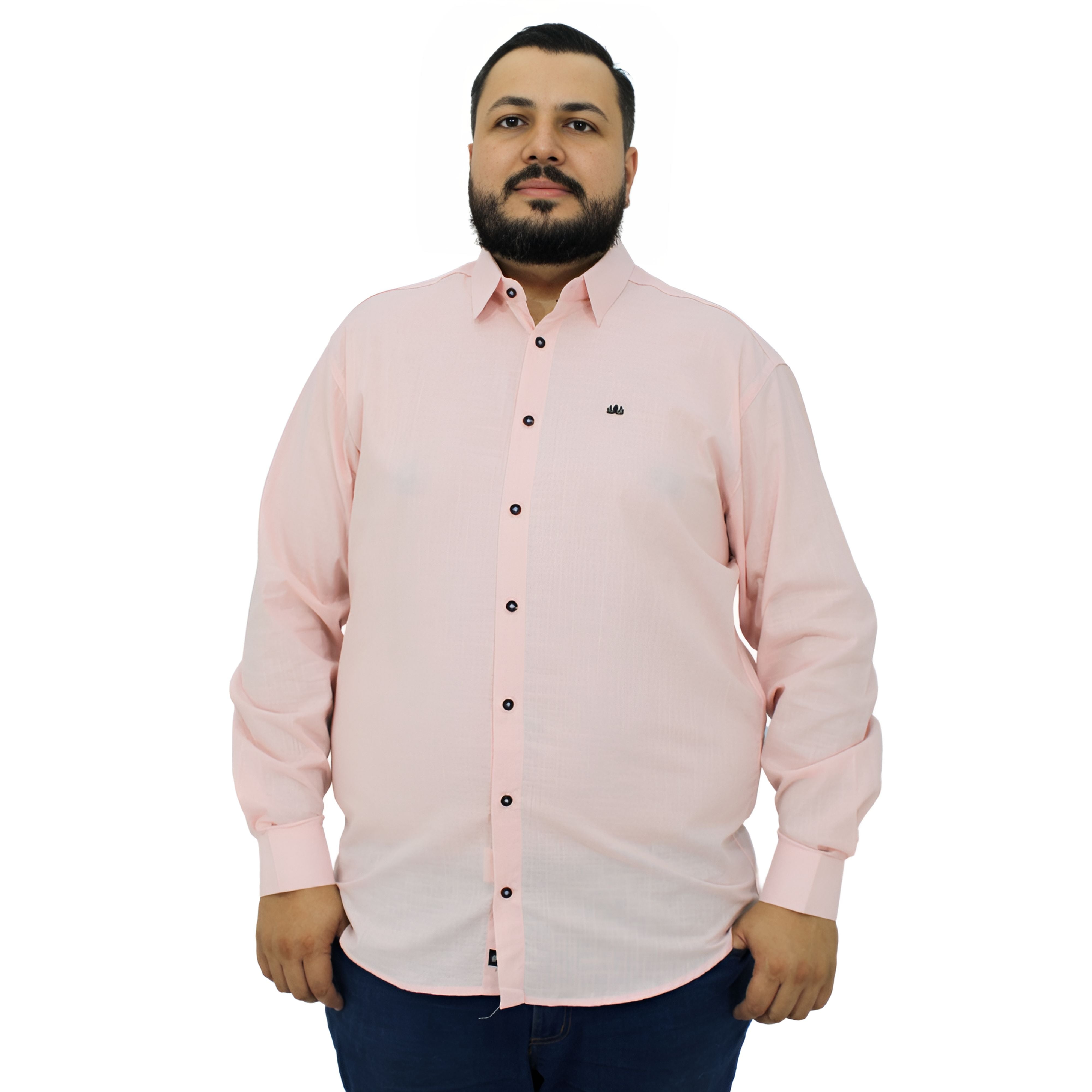 Camisa Manga Longa Social Plus Size Algodão | Estilo Linho
