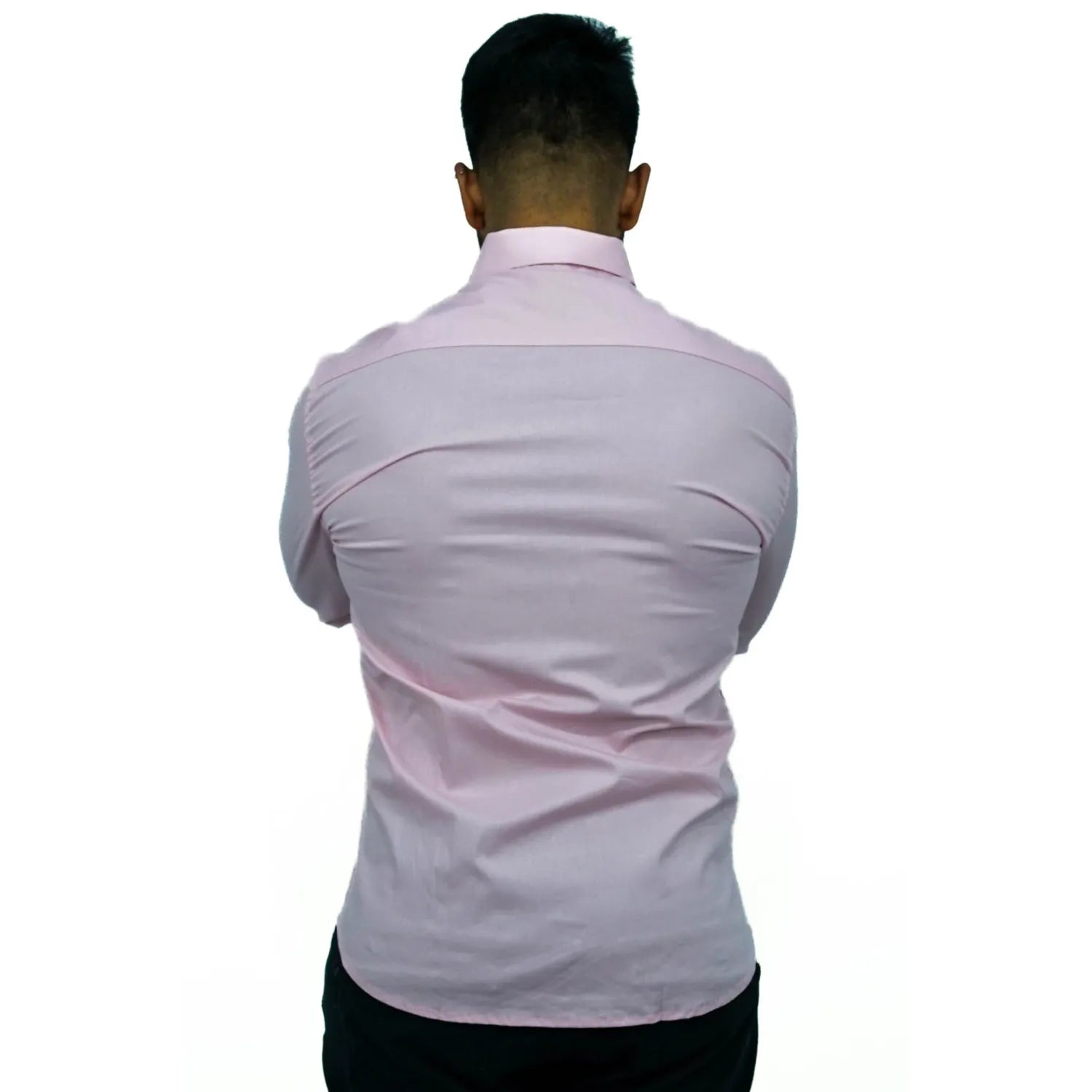 Foto de camisa social de algodão com elastano, manga longa, na cor rosa da marca Absinto Men.