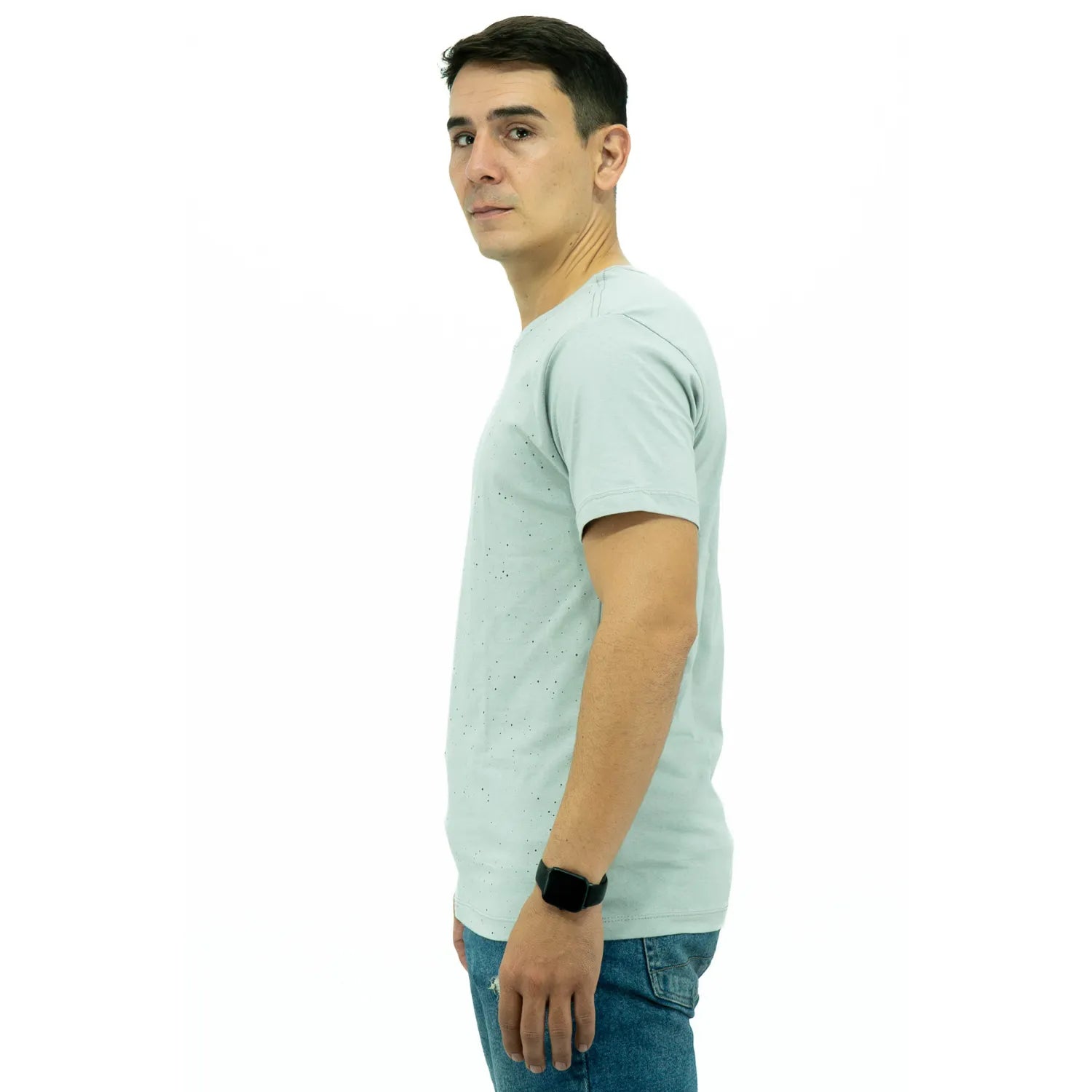 Camiseta de algodão premium da Absinto Men, com estampa poá.