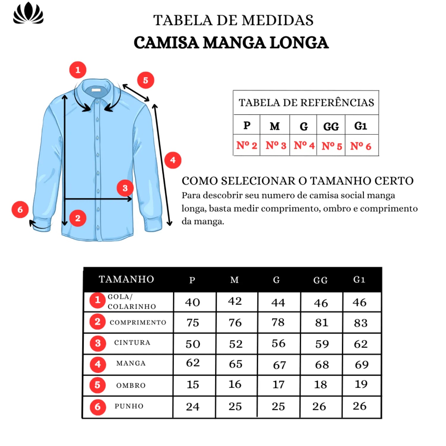 Tabela de medidas camisa manga longa social Spandex,absinto men.