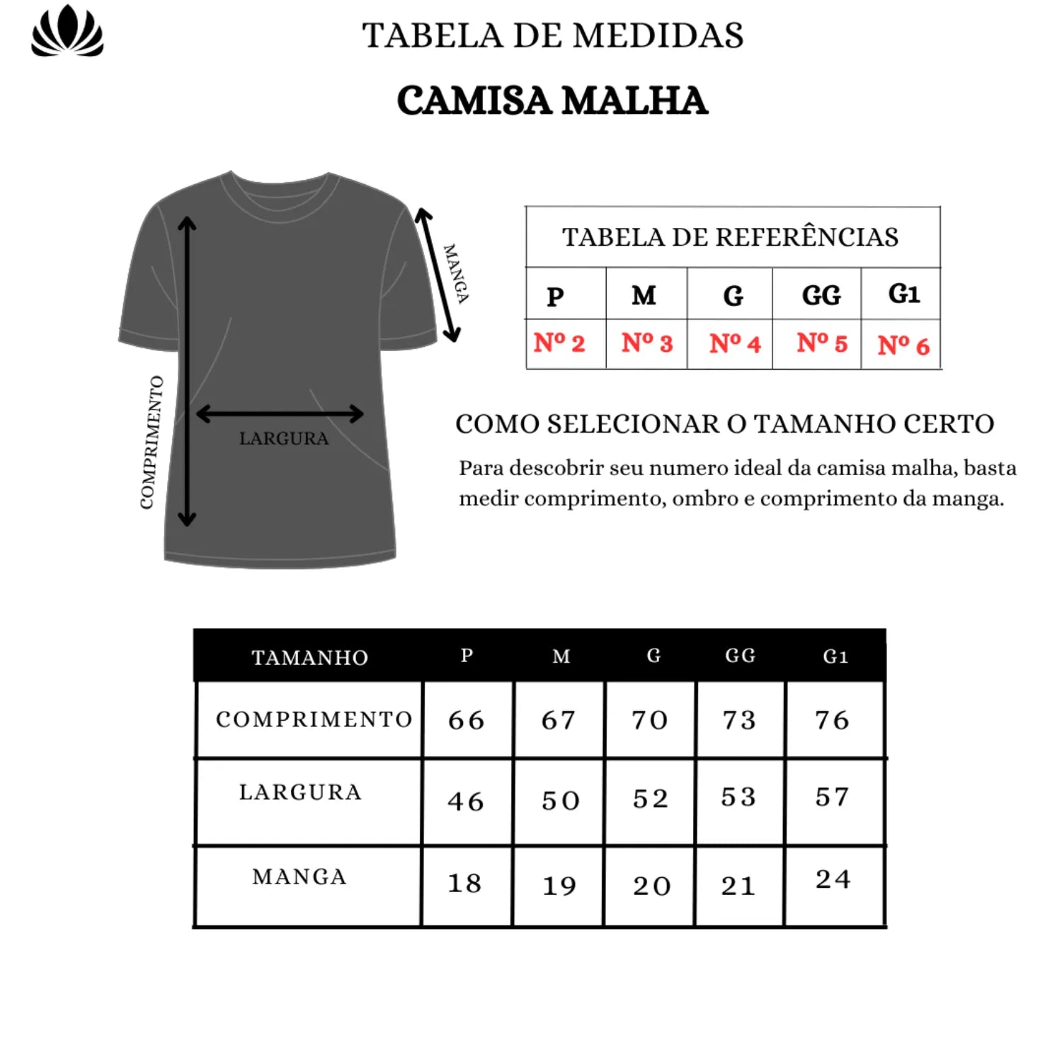 Tabela de medidas camiseta lisa de algodao e elastano com logo bordada da absinto men.