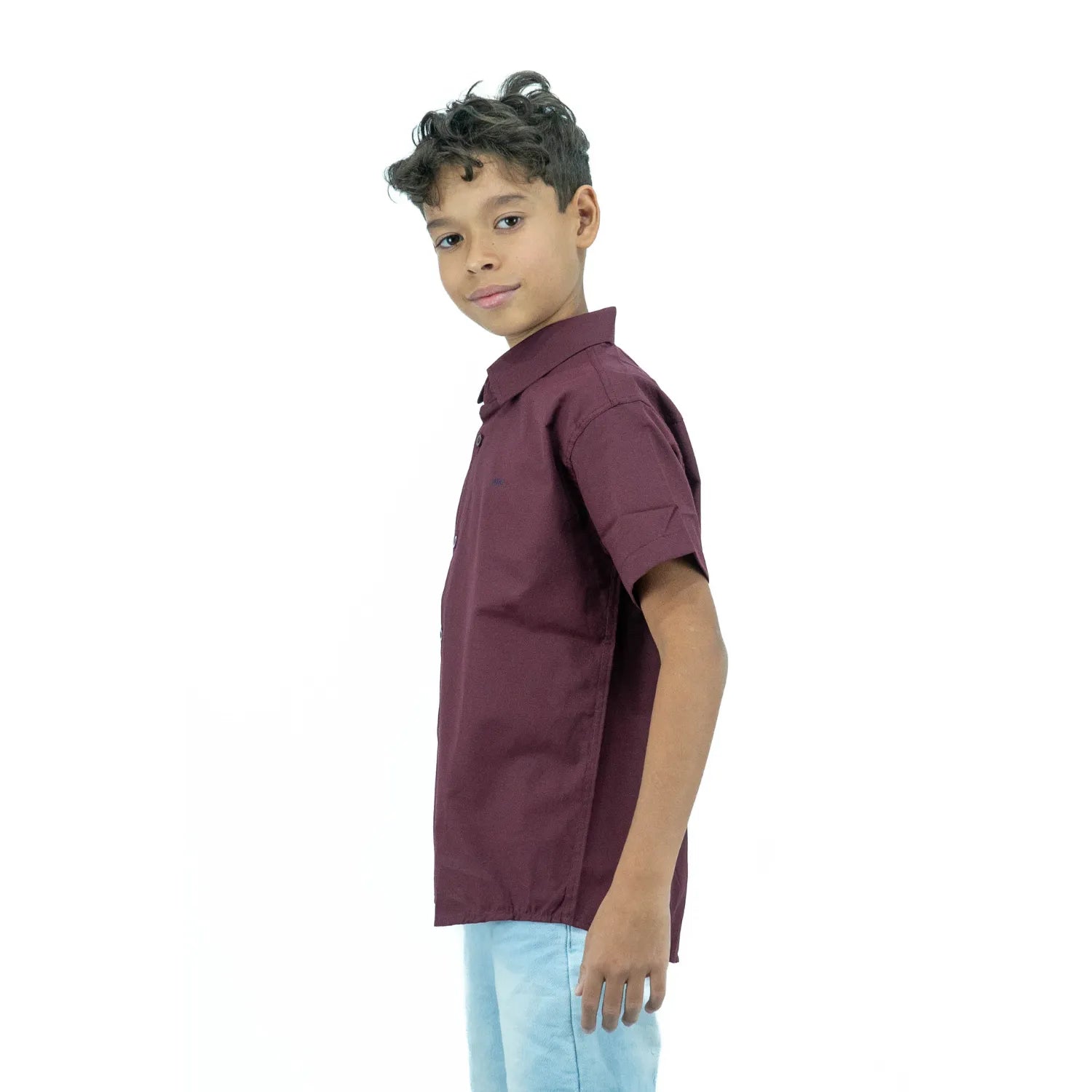 Camisa Social Infantil Manga Curta | Bordada