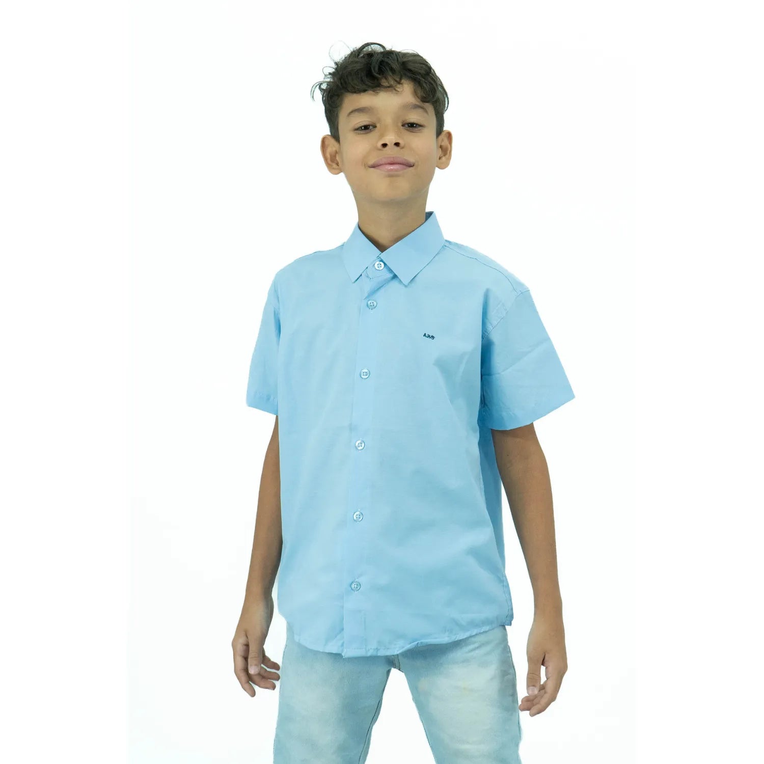 Camisa Social Infantil Manga Curta | Bordada