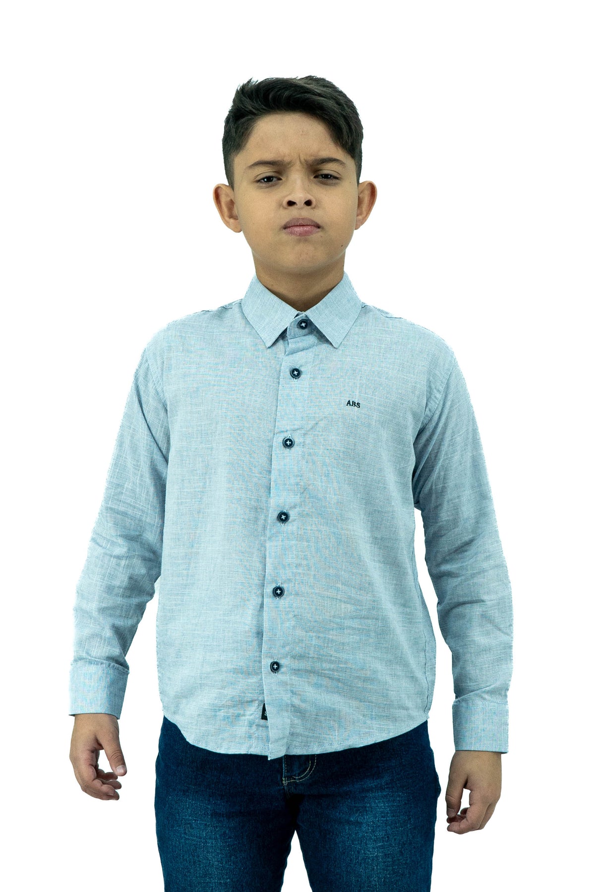 Camisa Social Infantil Manga Longa Linho