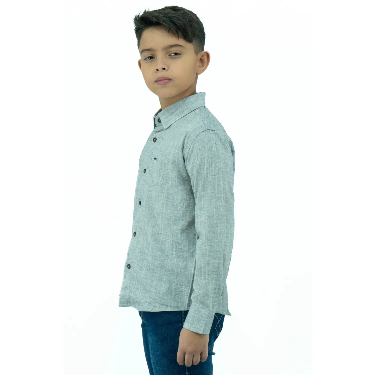 Camisa Social Infantil Manga Longa | Estilo Linho