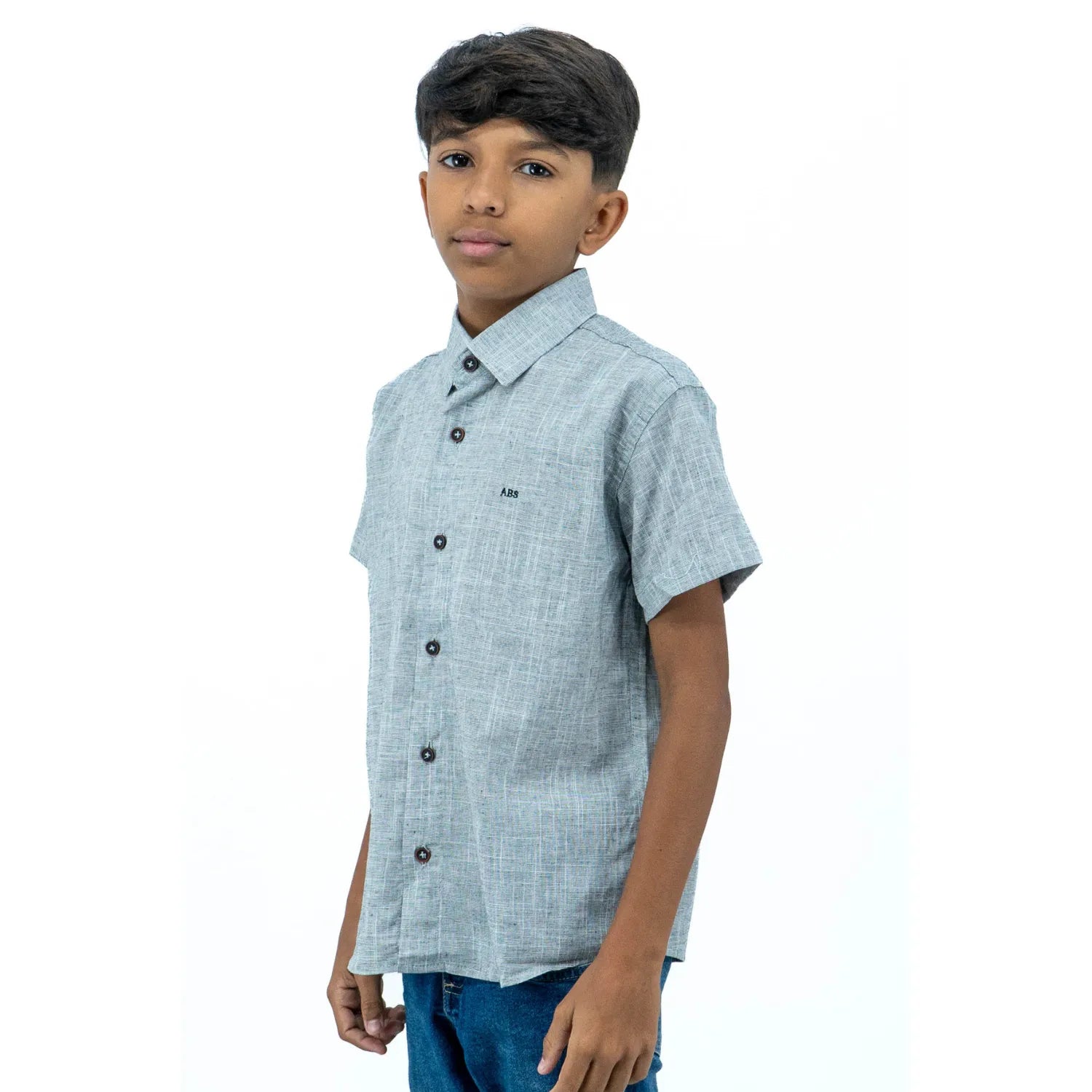 Camisa Social Infantil Manga Curta | Estilo Linho