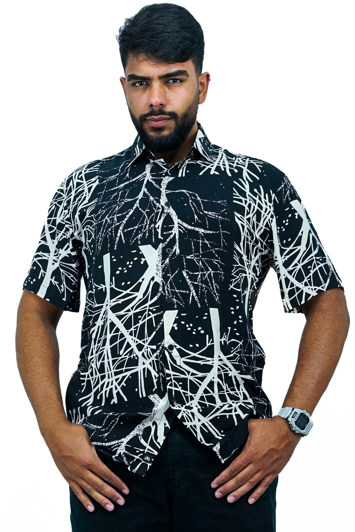 Camisa Manga Curta Galho 100% Viscose