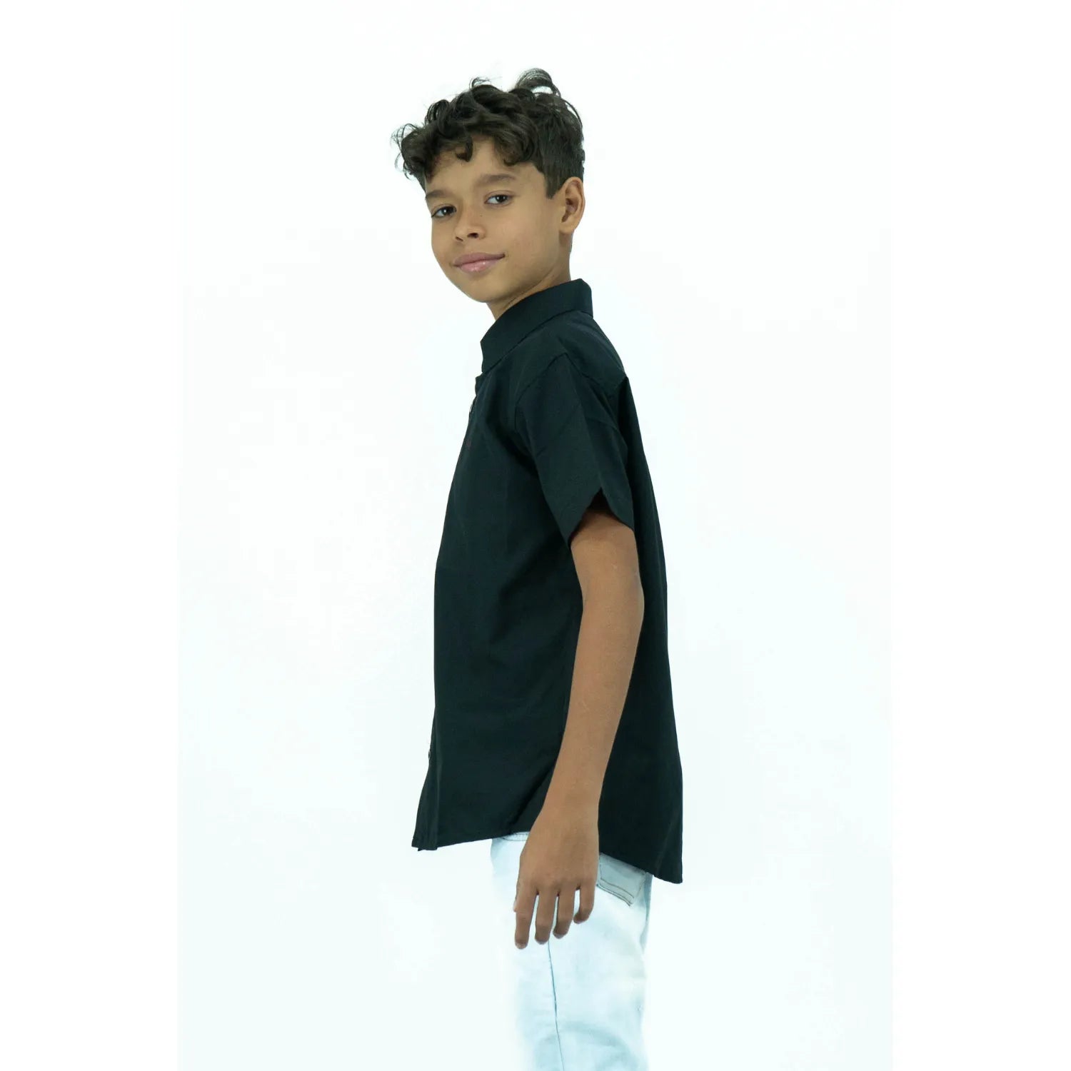 Camisa Social Infantil Manga Curta | Bordada