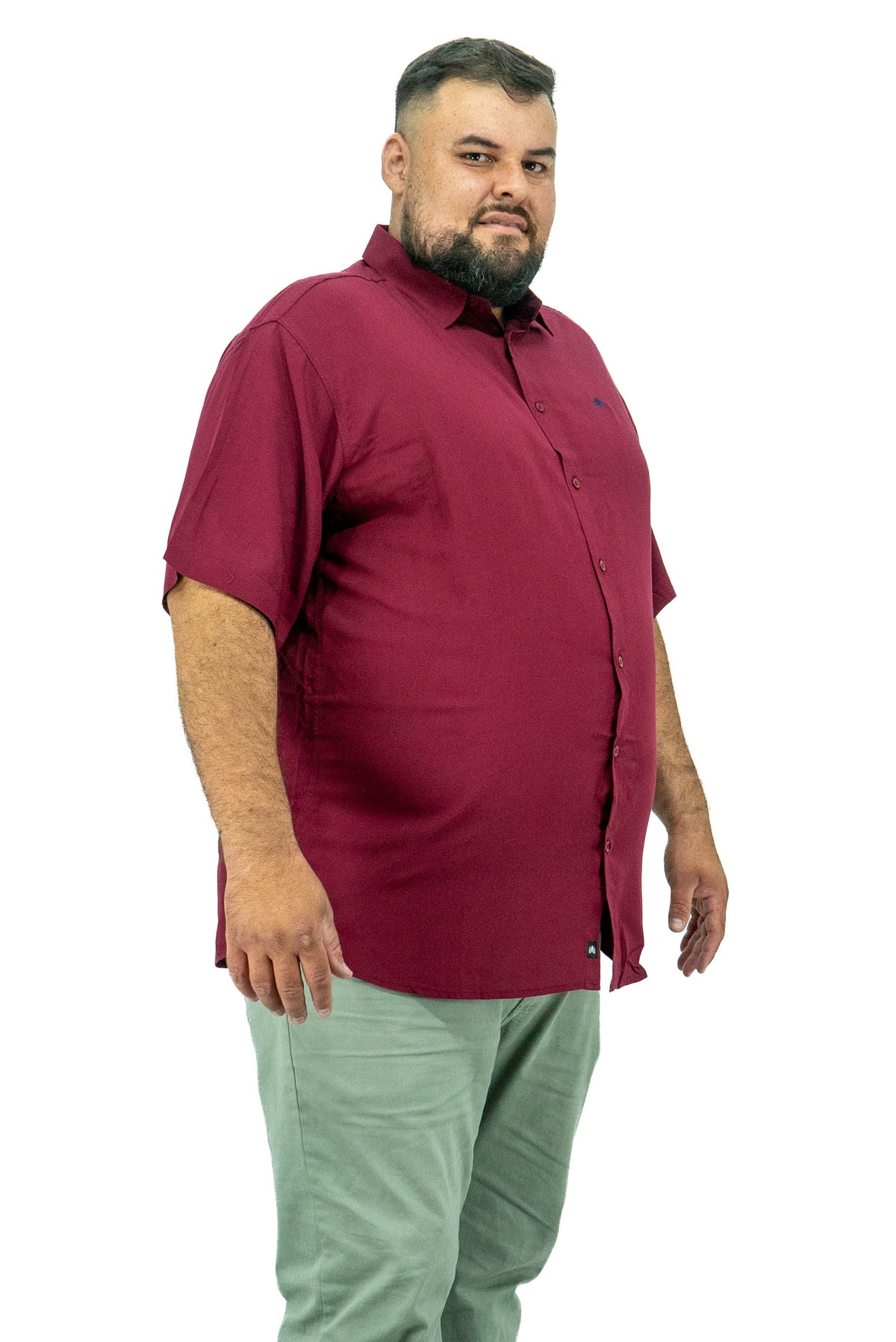 Camisa Manga Curta Plus Size Lisa 100% Viscose