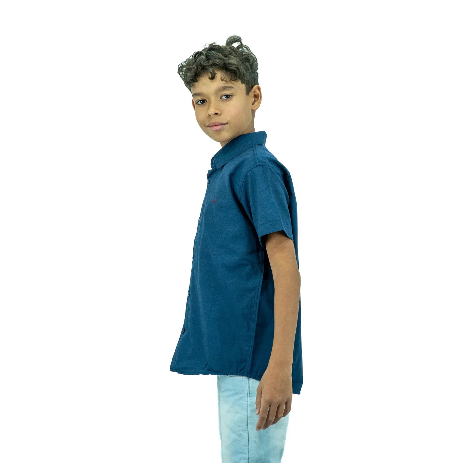 Camisa Social Infantil Manga Curta | Bordada