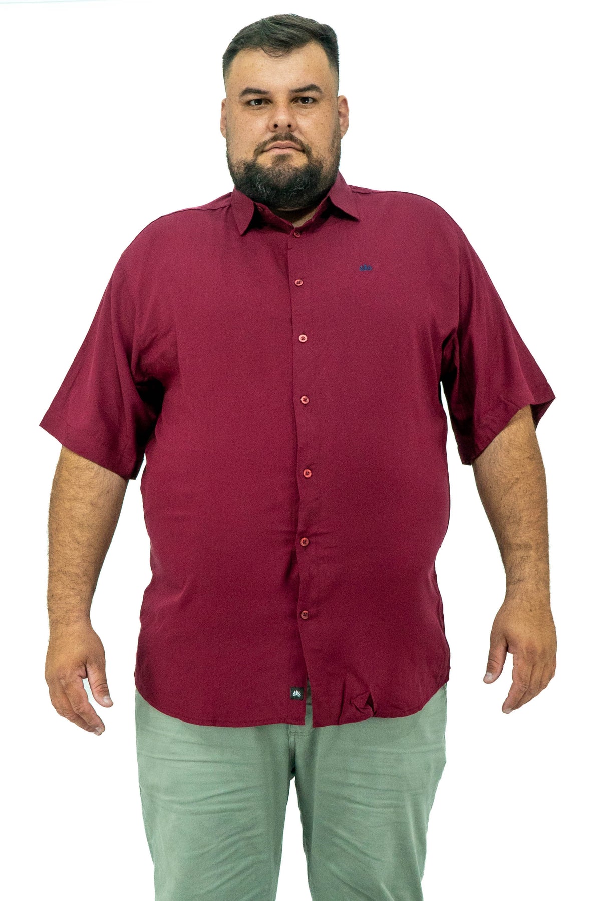 Camisa Manga Curta Plus Size Lisa 100% Viscose
