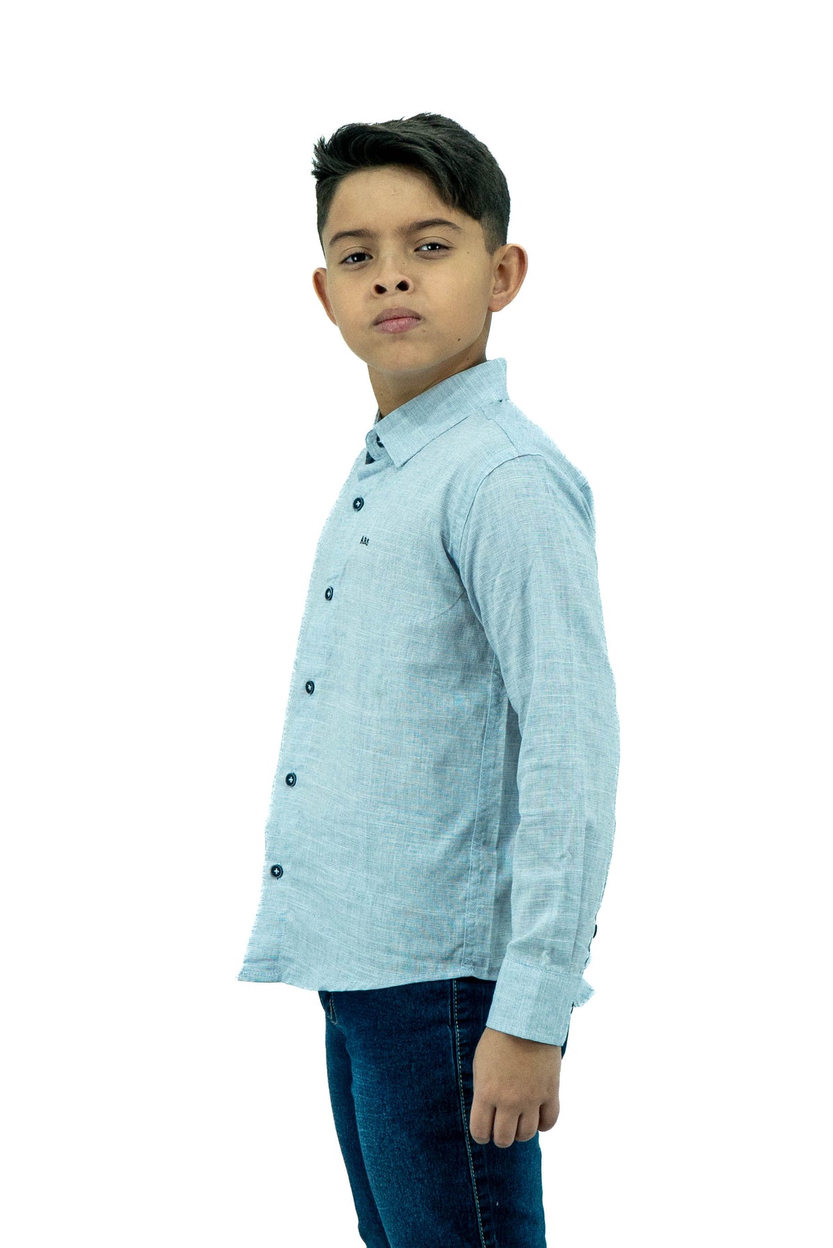 Camisa Social Infantil Manga Longa Linho