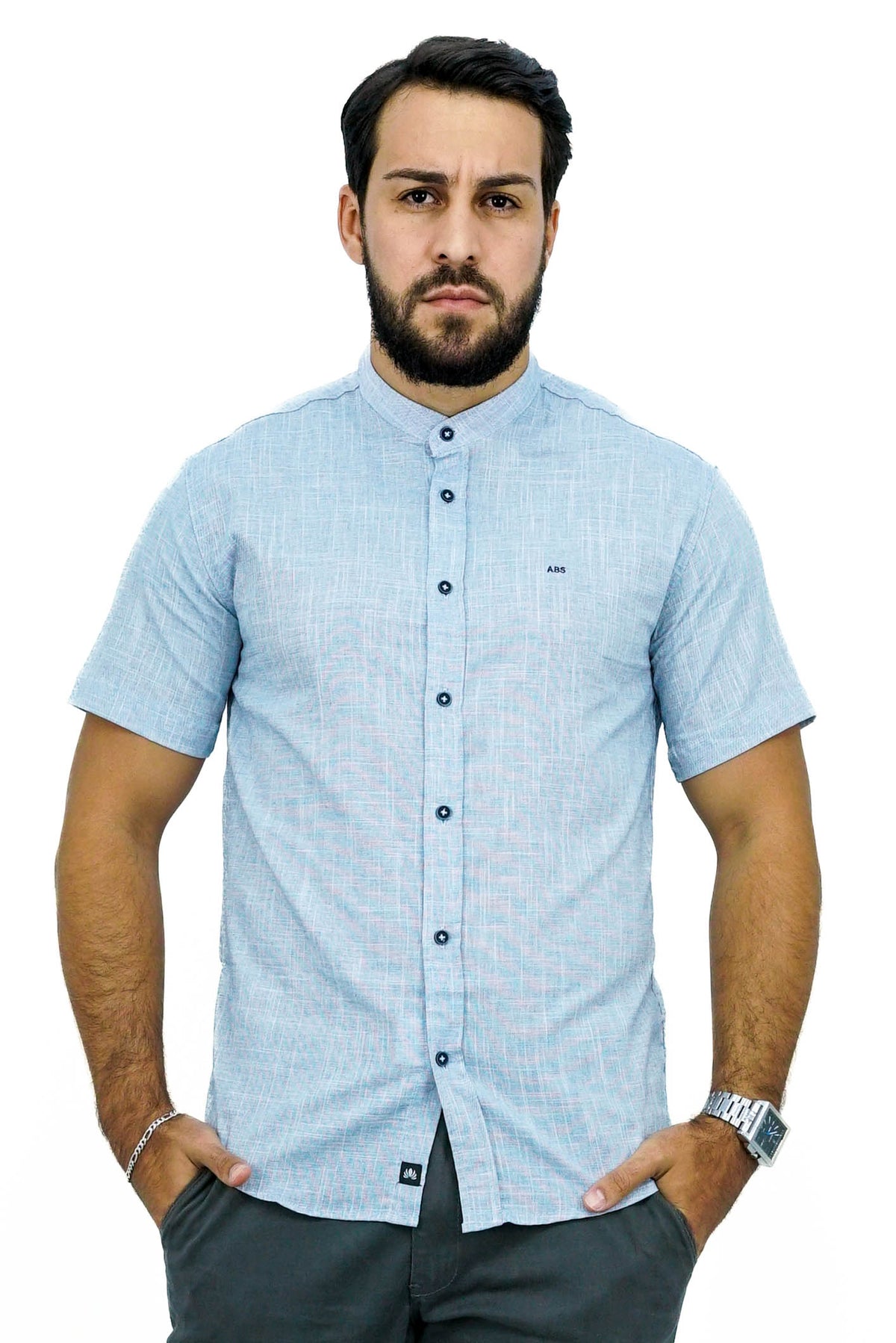 Camisa Gola Padre Manga Curta Algodão | Estilo Linho