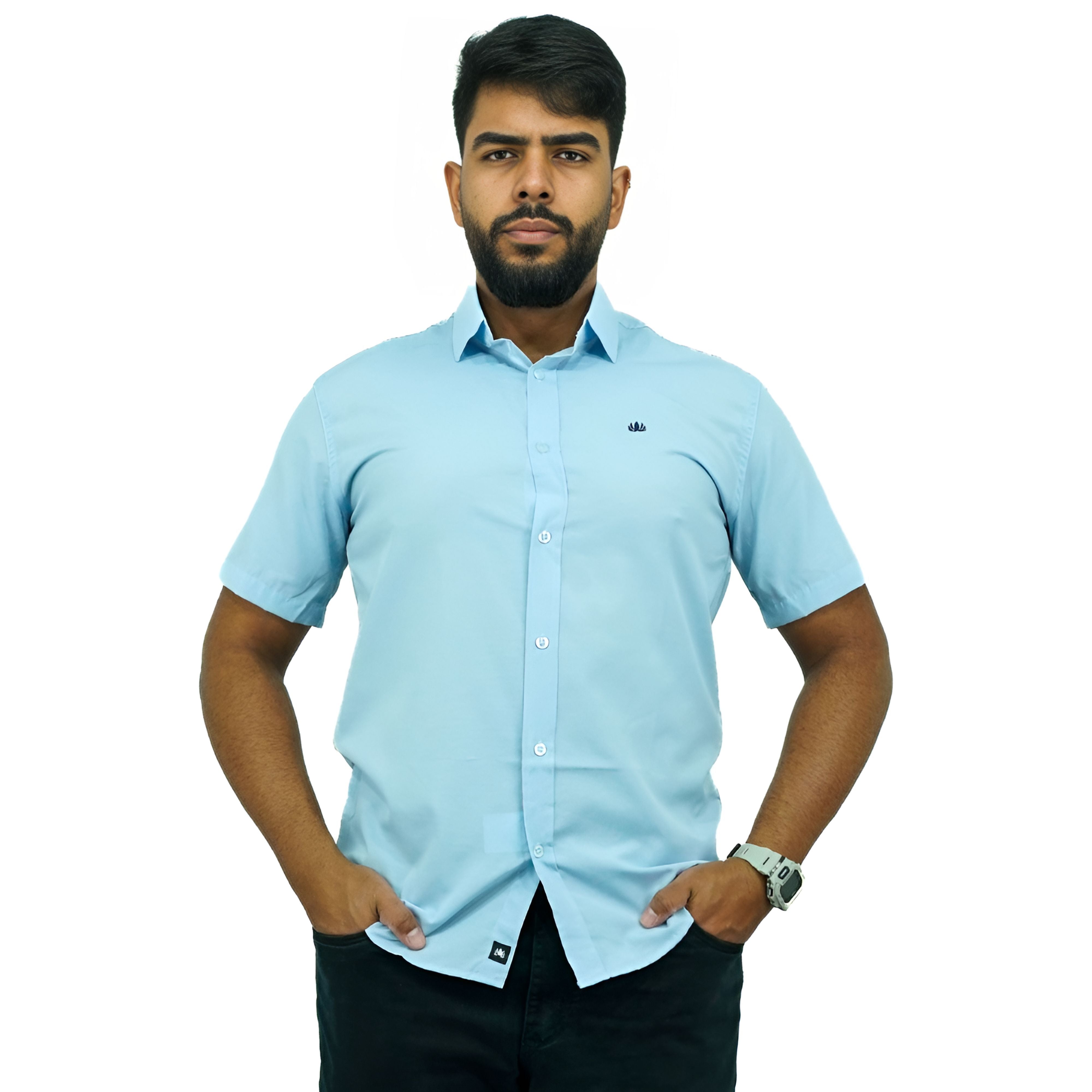 Camisa Social Manga Curta | Bordada