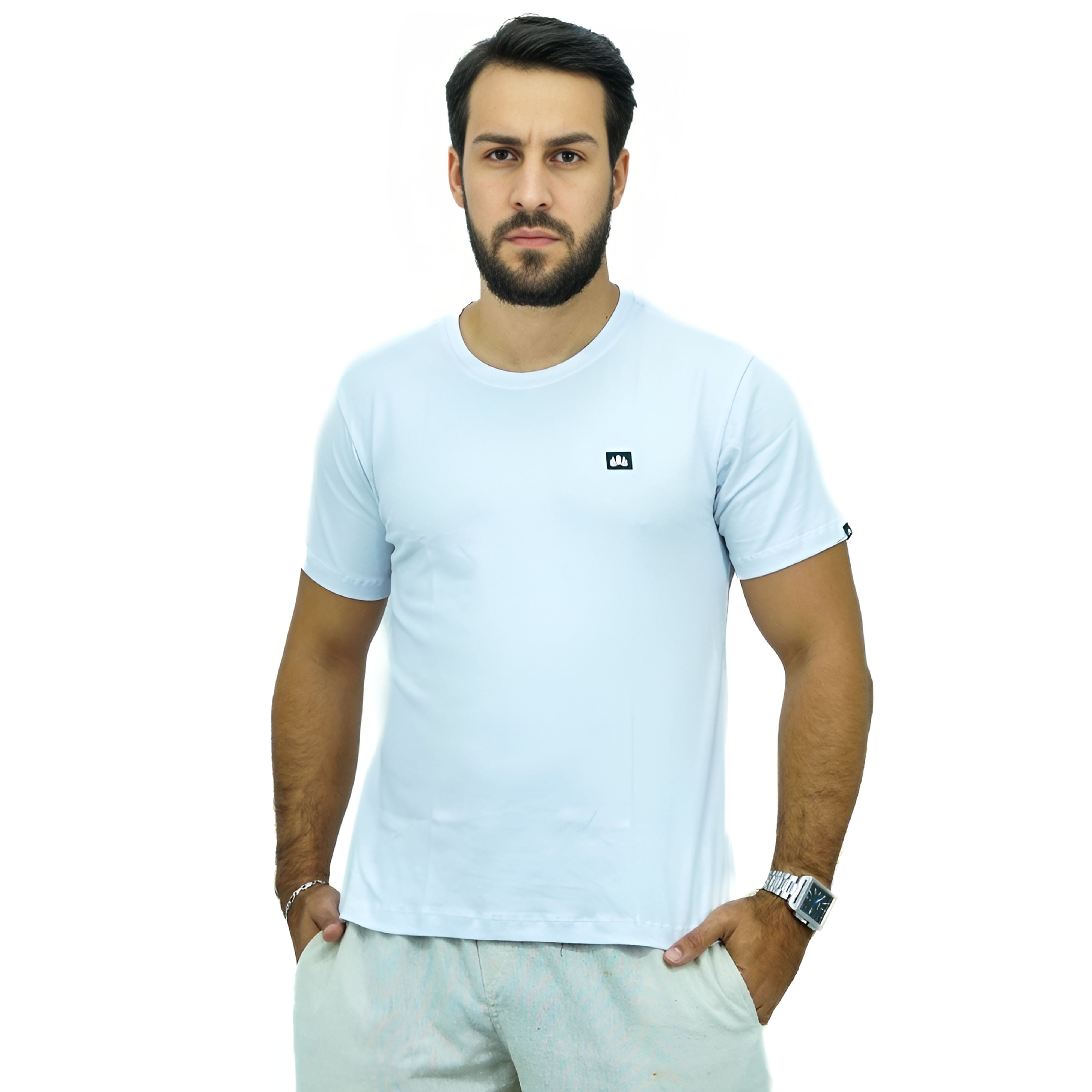 Camiseta Lisa Logo Bordada | Elastano