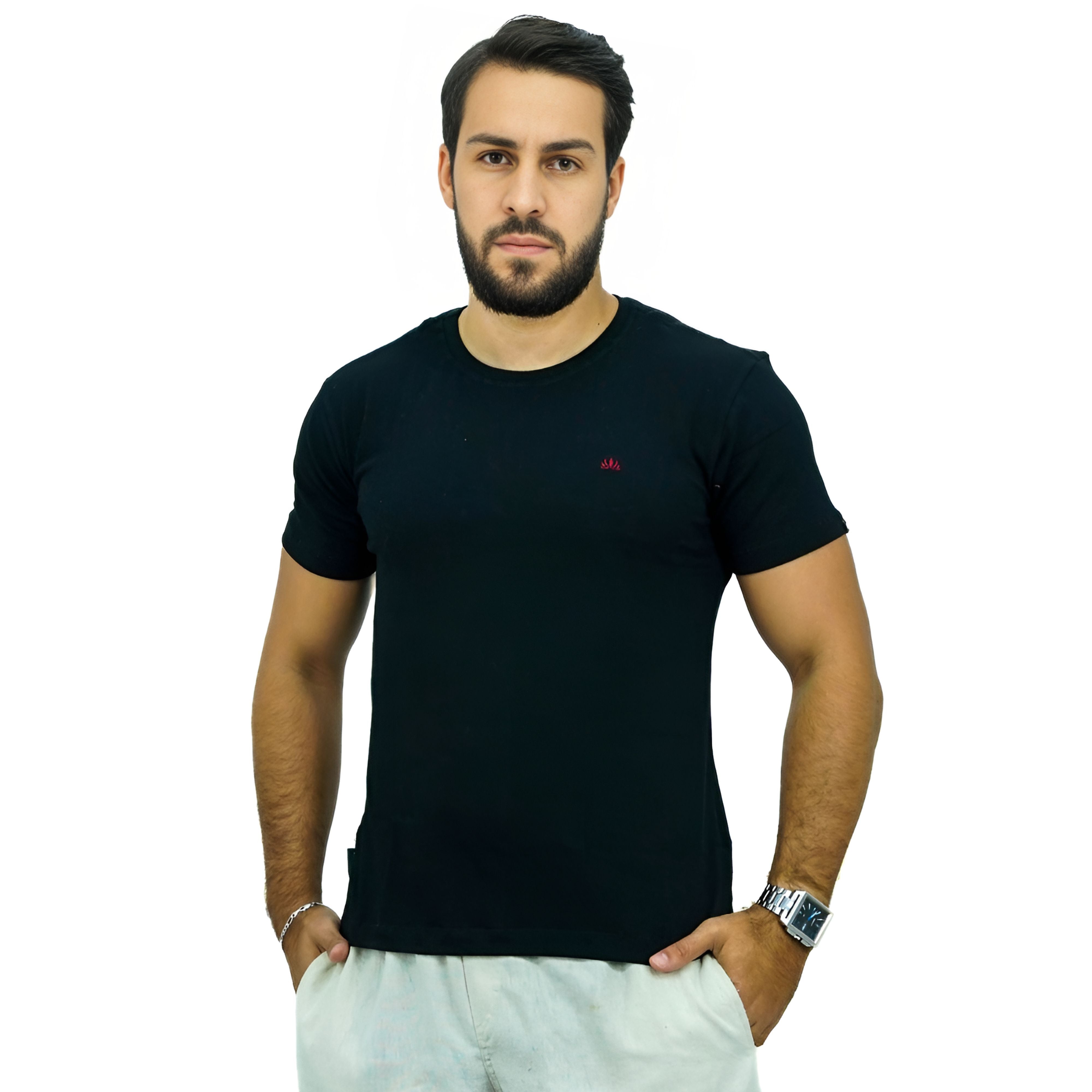 Camiseta Lisa Logo Bordada | Elastano