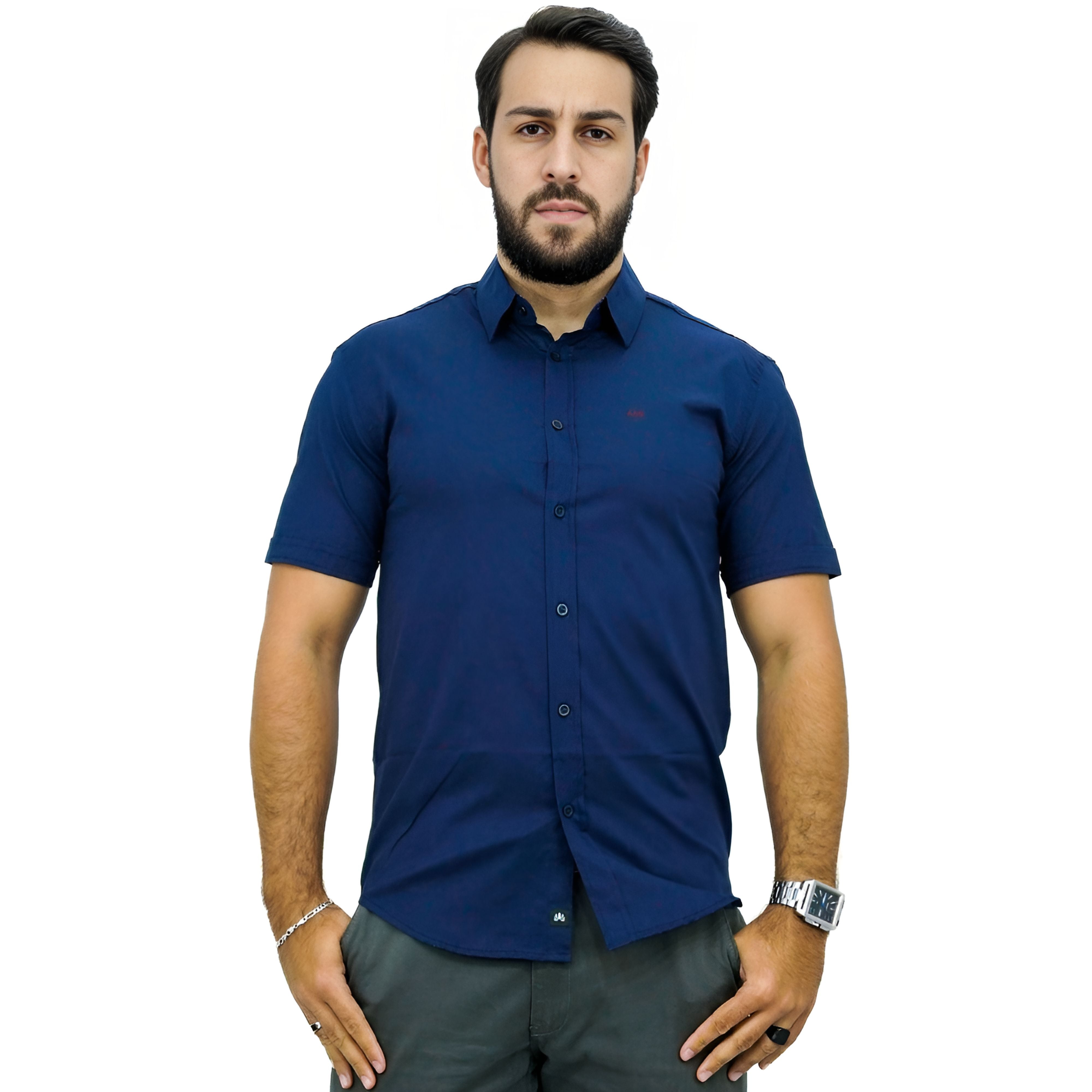 Camisa Manga Curta Social Algodão | Elastano