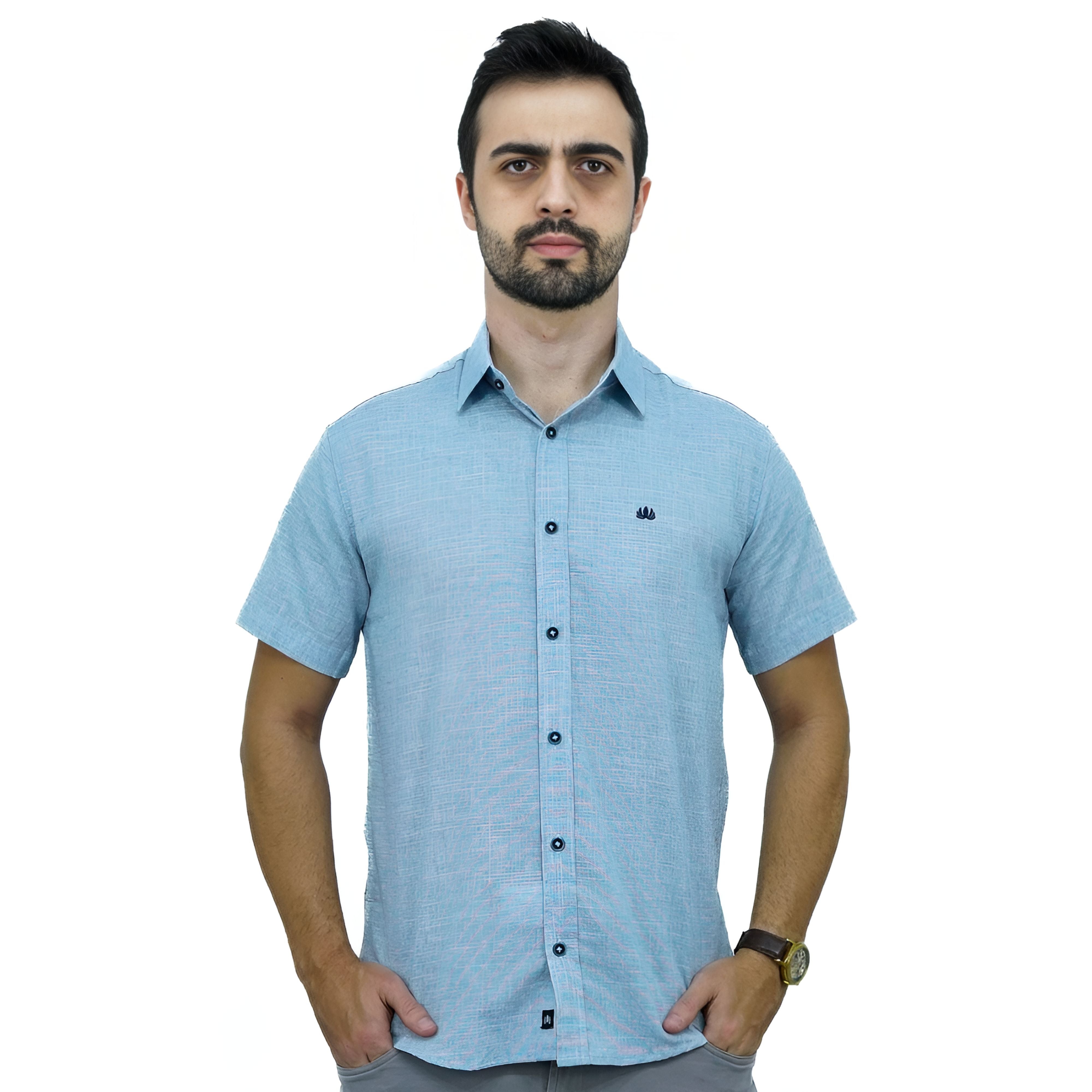 Camisa Manga Curta Social Algodão | Estilo Linho