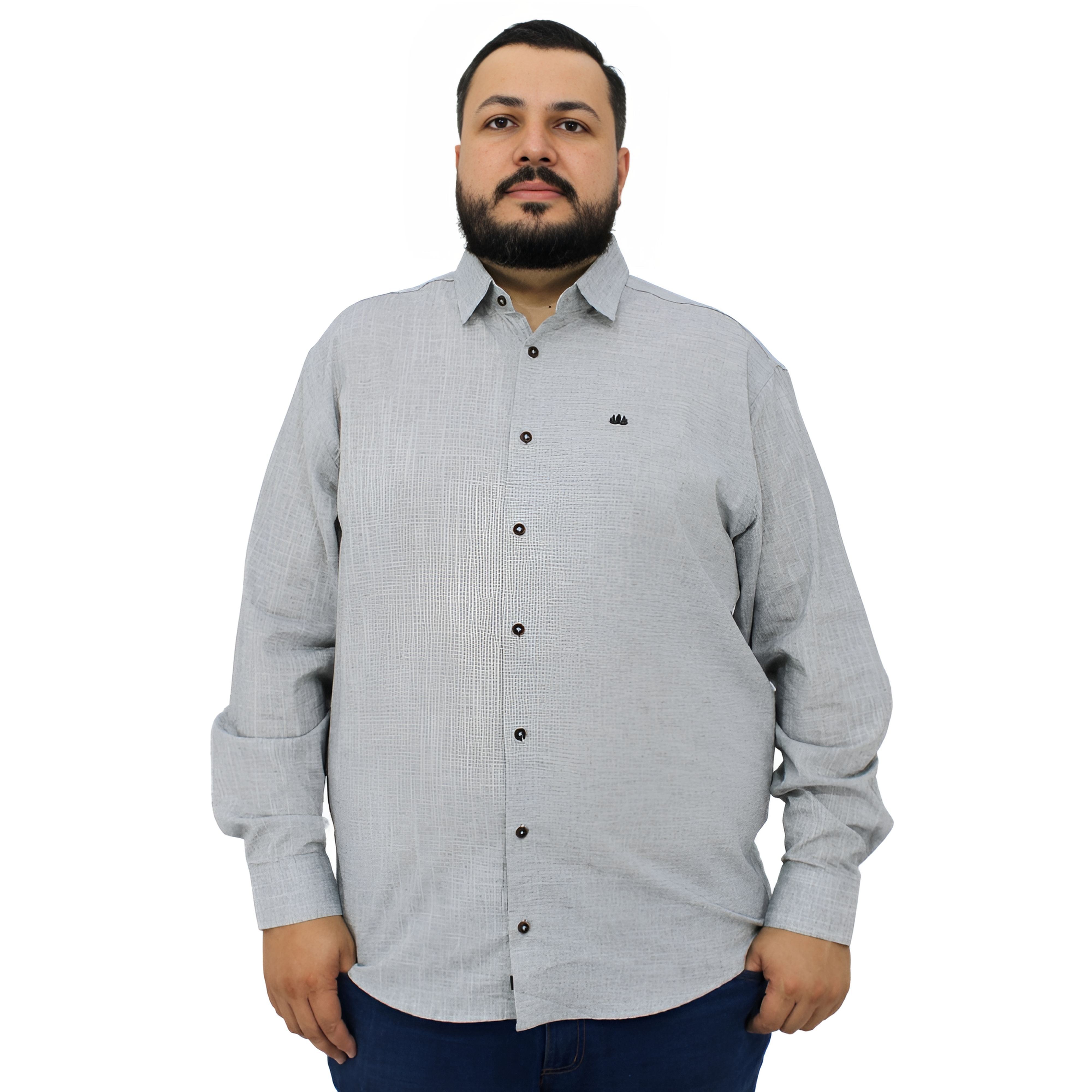 Camisa Manga Longa Social Plus Size Algodão | Estilo Linho