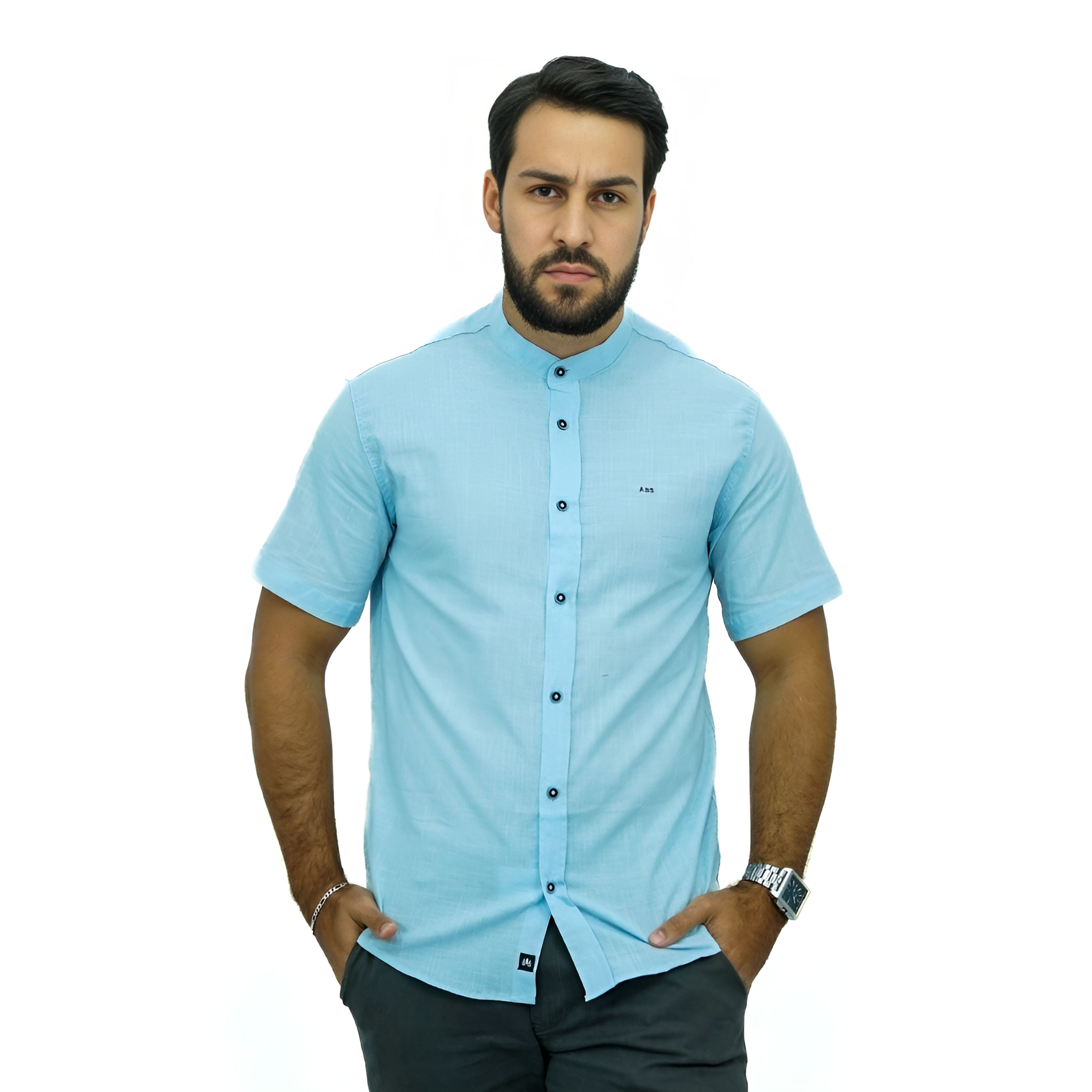 Camisa Gola Padre Manga Curta Algodão | Estilo Linho