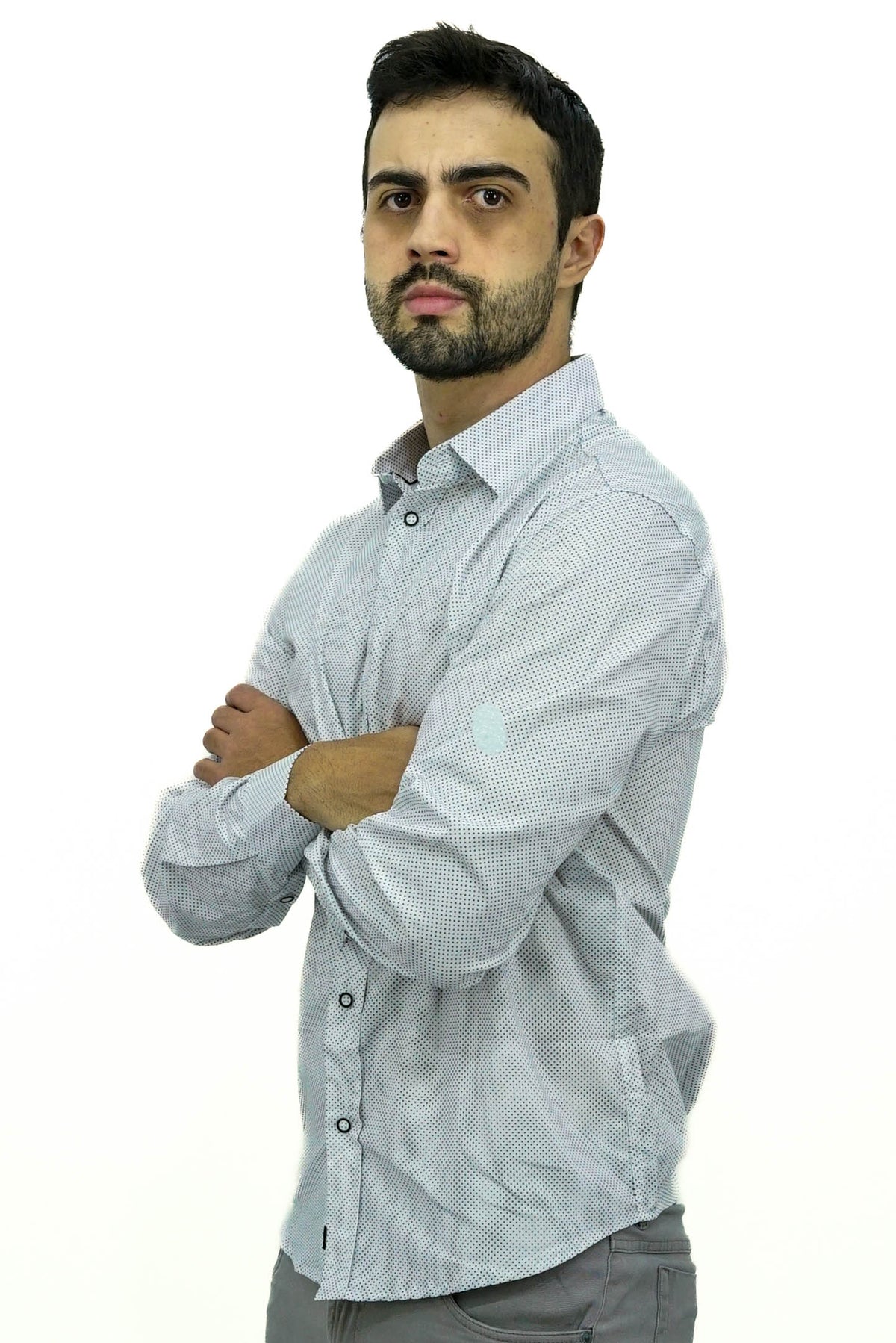 Camisa Manga Longa Social Poá 100% Algodão